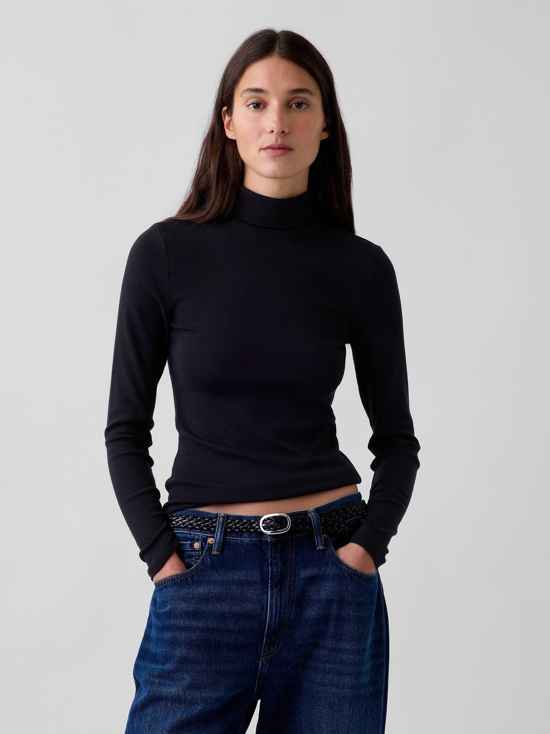 Black - Modern Turtleneck Long Sleeve T-shirt