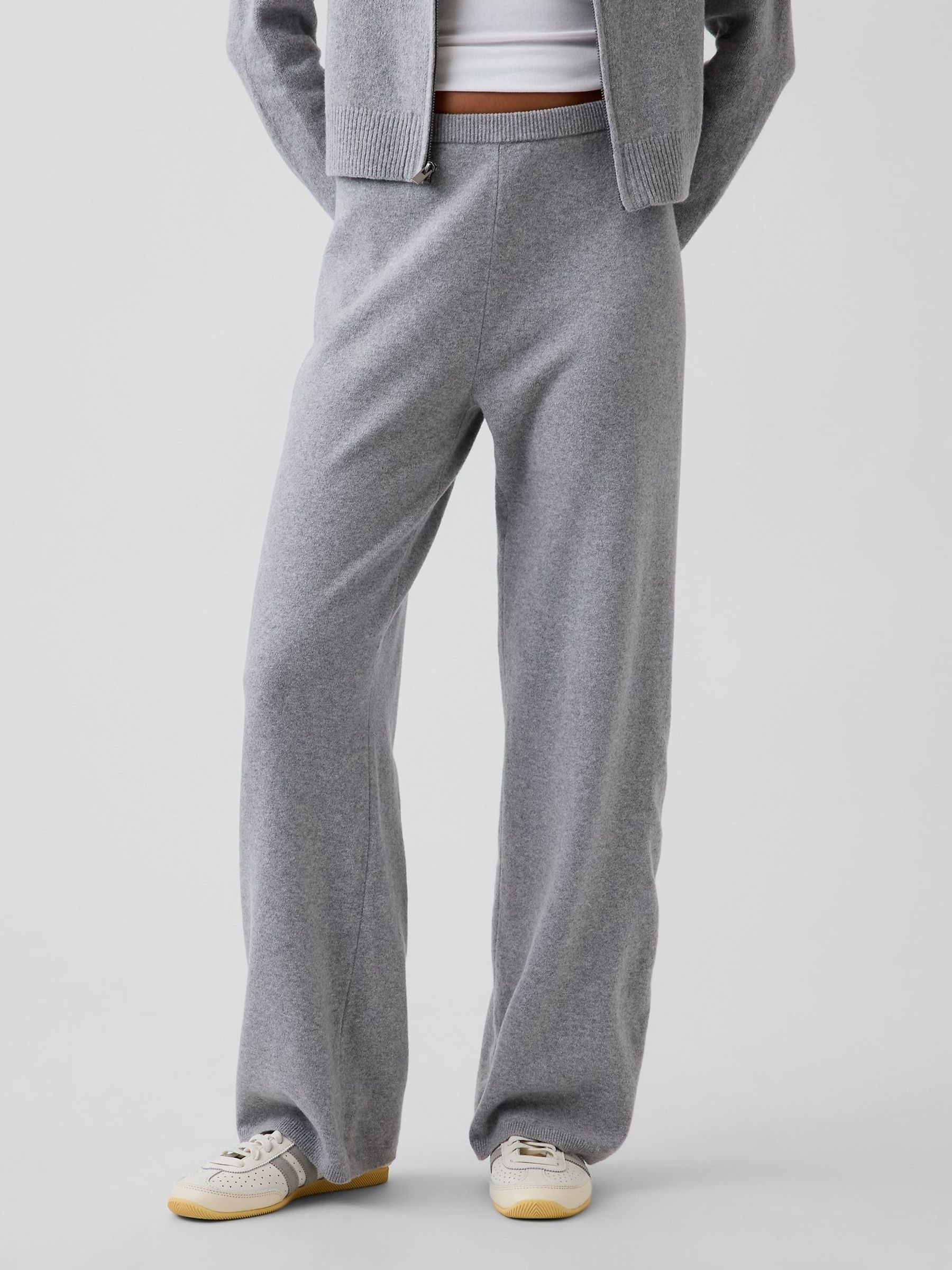 Grey - Cashsoft Loose Knitted Trousers
