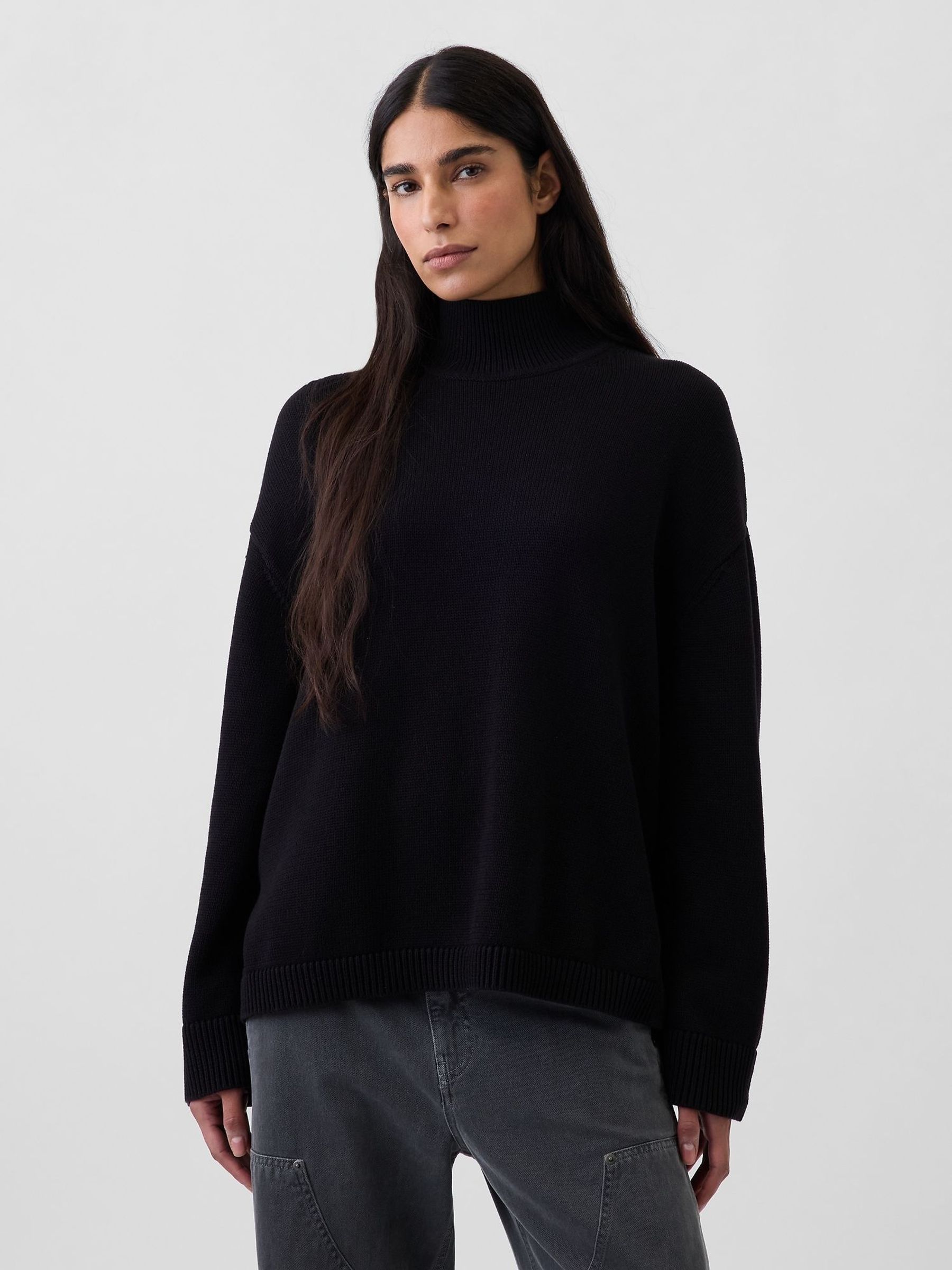 Black - Oversized Turtleneck Jumper