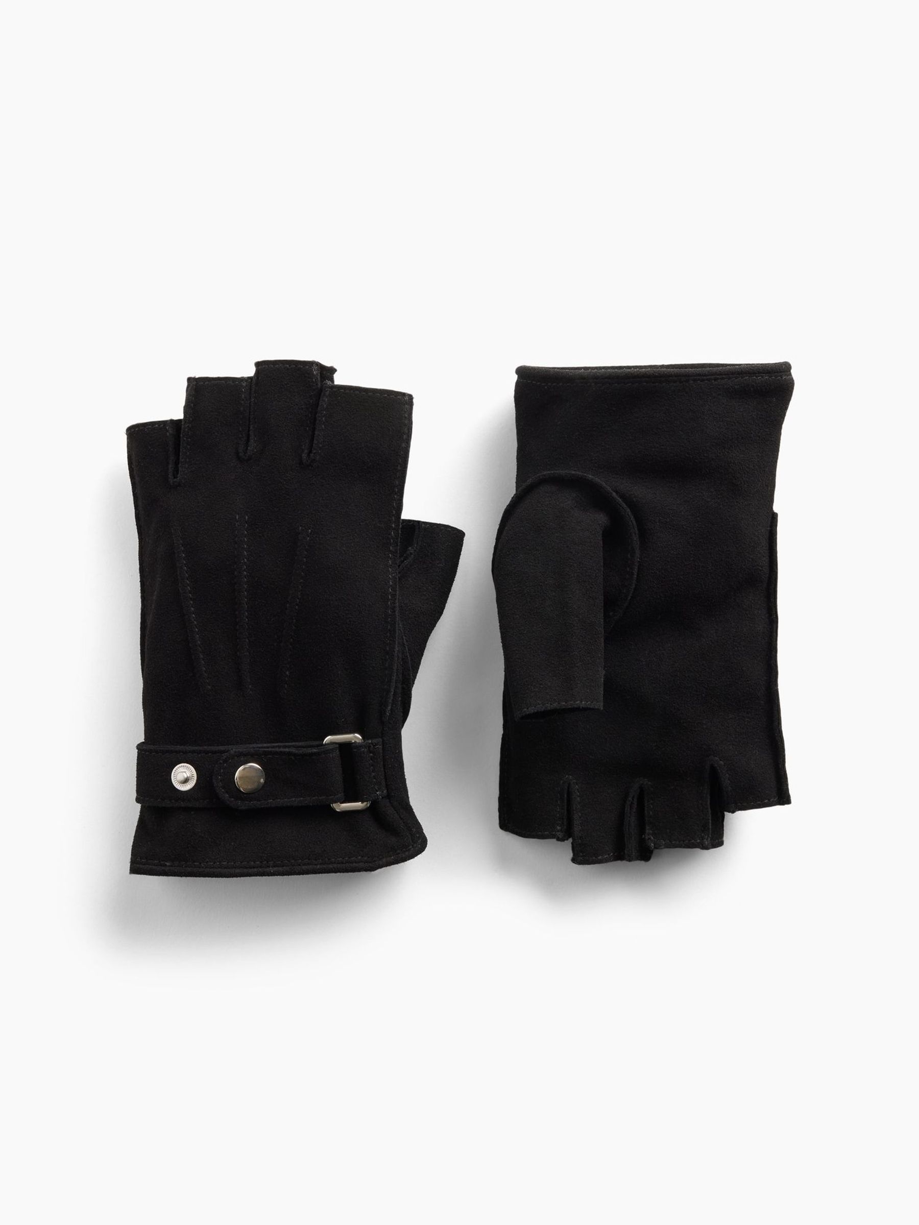 Black - Suede Fingerless Gloves