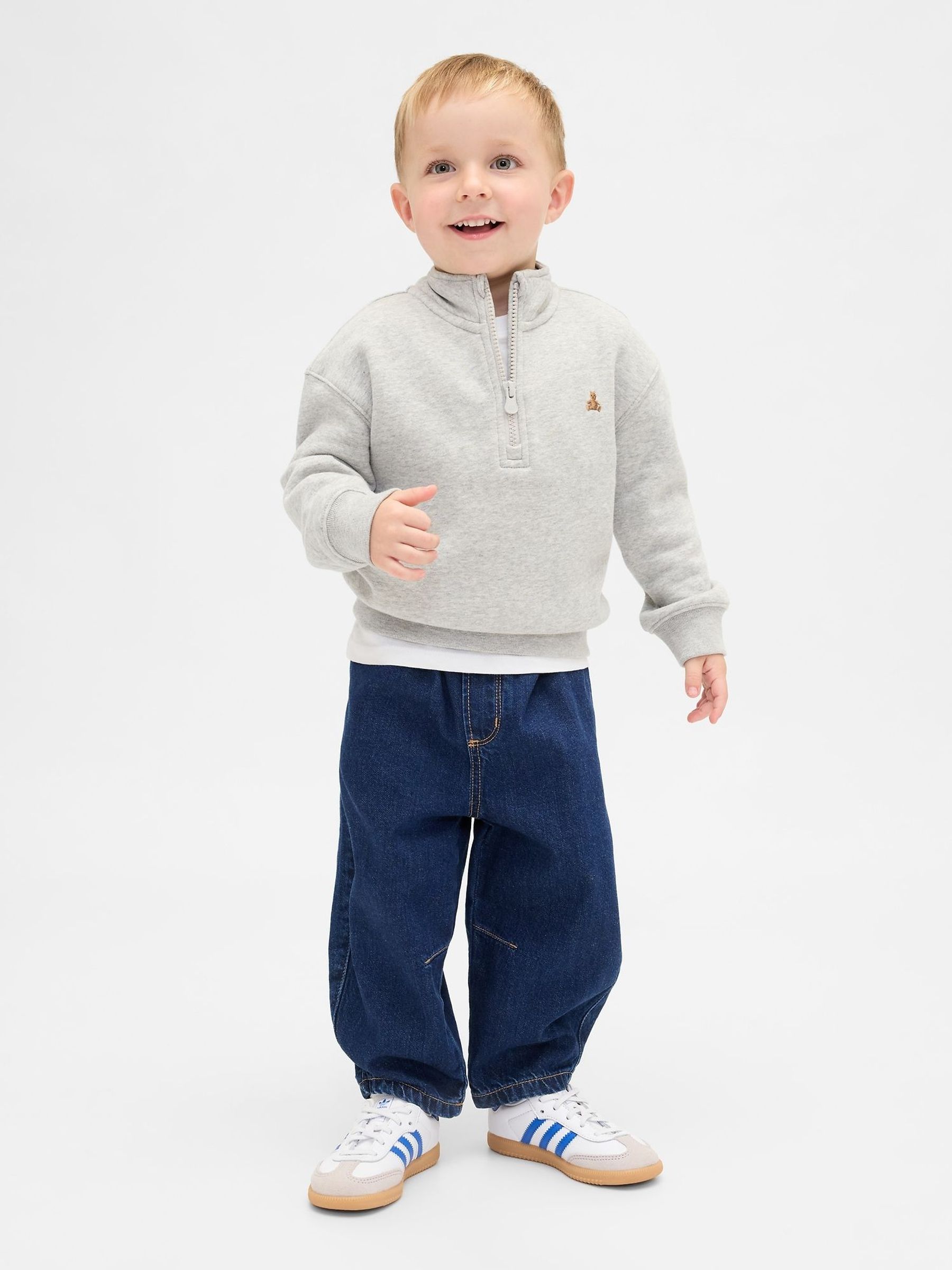 Dark Wash - Pull-on Barrel Jeans