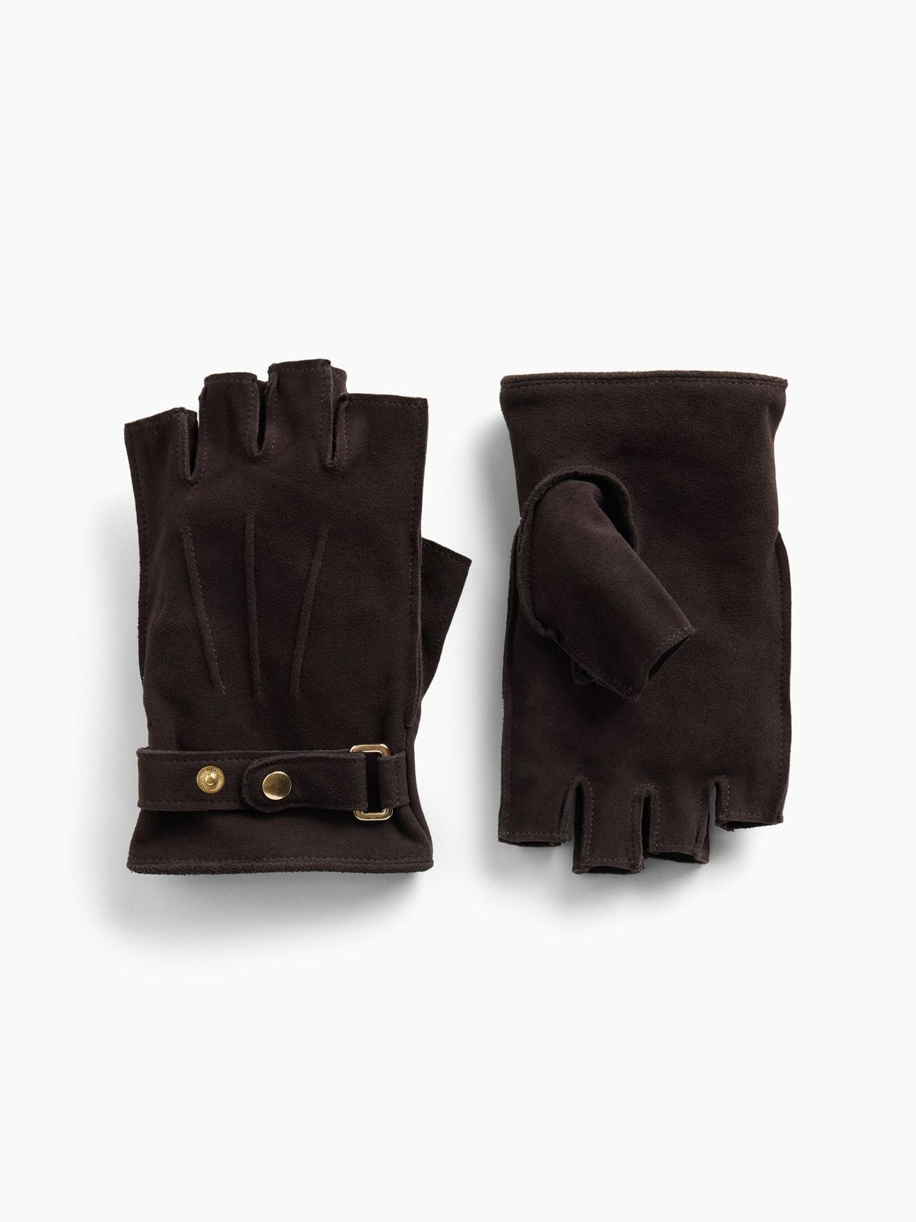 Brown - Suede Fingerless Gloves