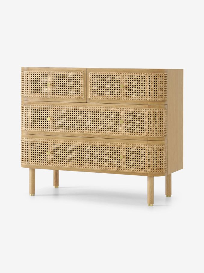 Ankhara Chest of Drawers in Natural Oak and Rattan (351658) | £799