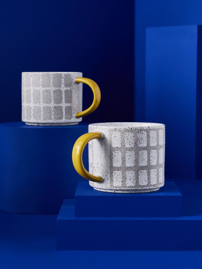 Set of 2 Joss Mugs in Natural/White/Yellow (360644) | £18
