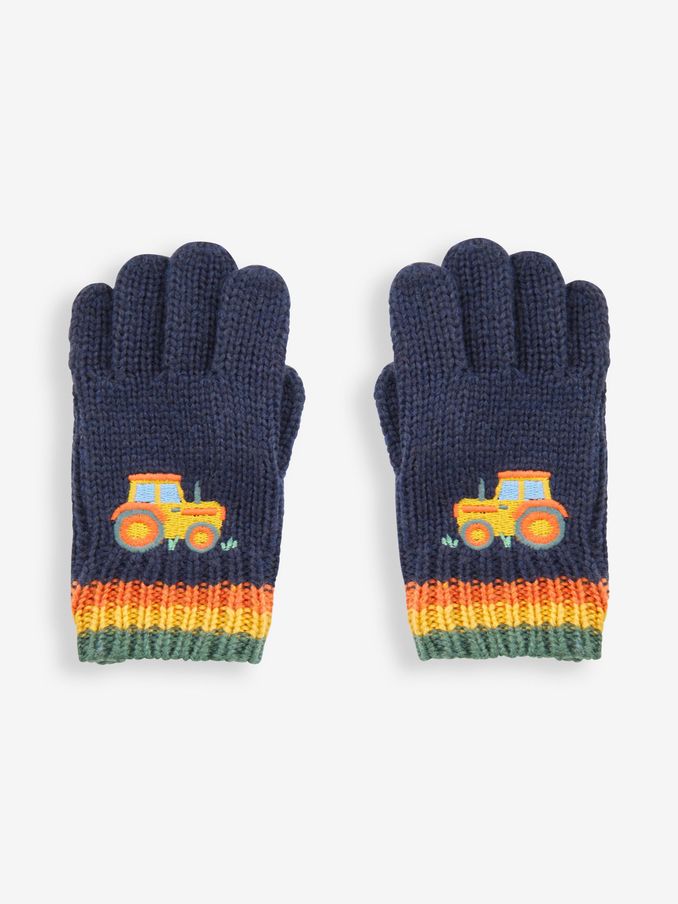 Navy Tractor Appliqué Gloves (361489) | £10