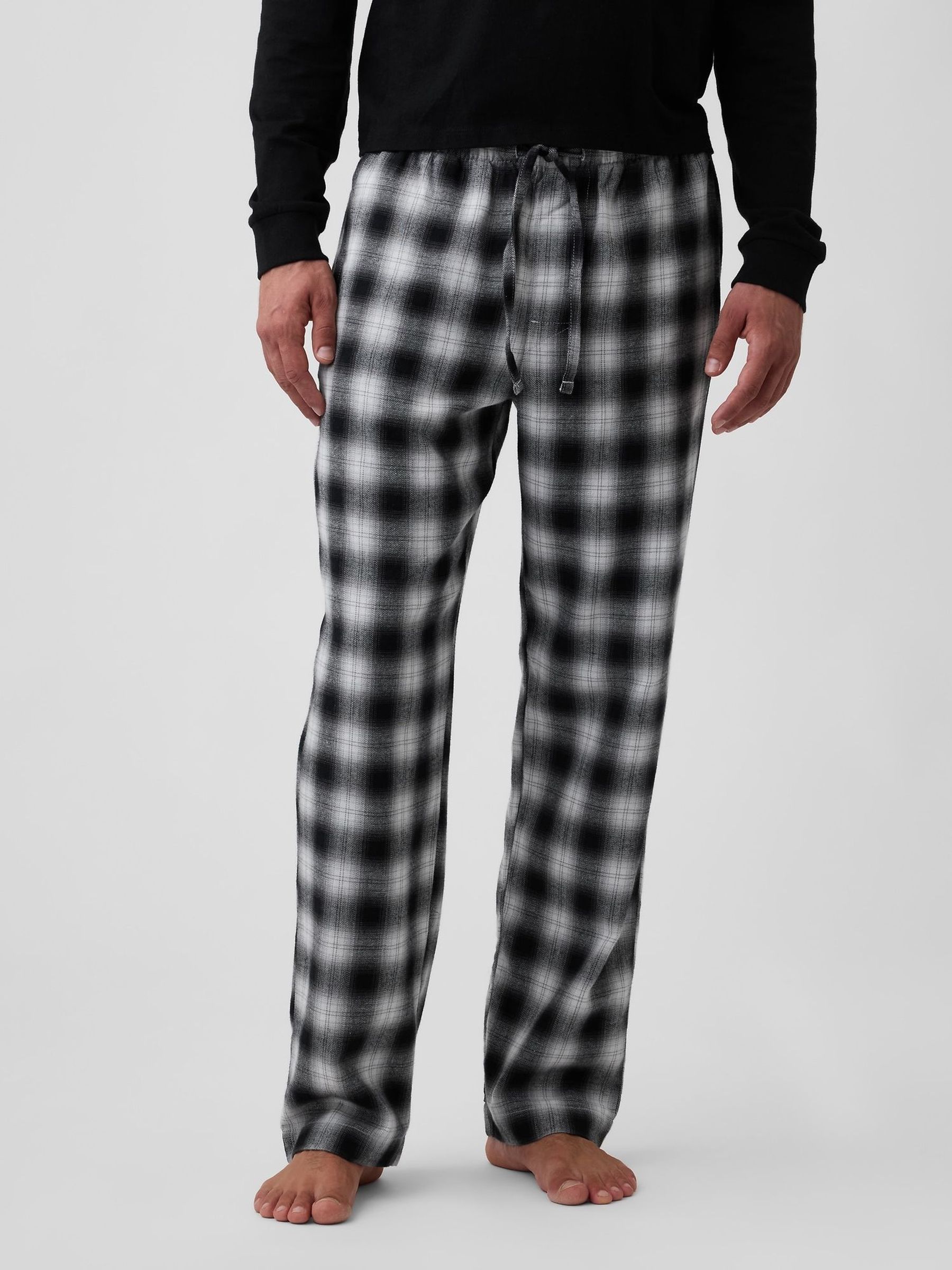 Black Check - Regular Relaxed Flannel Pyjama Bottoms