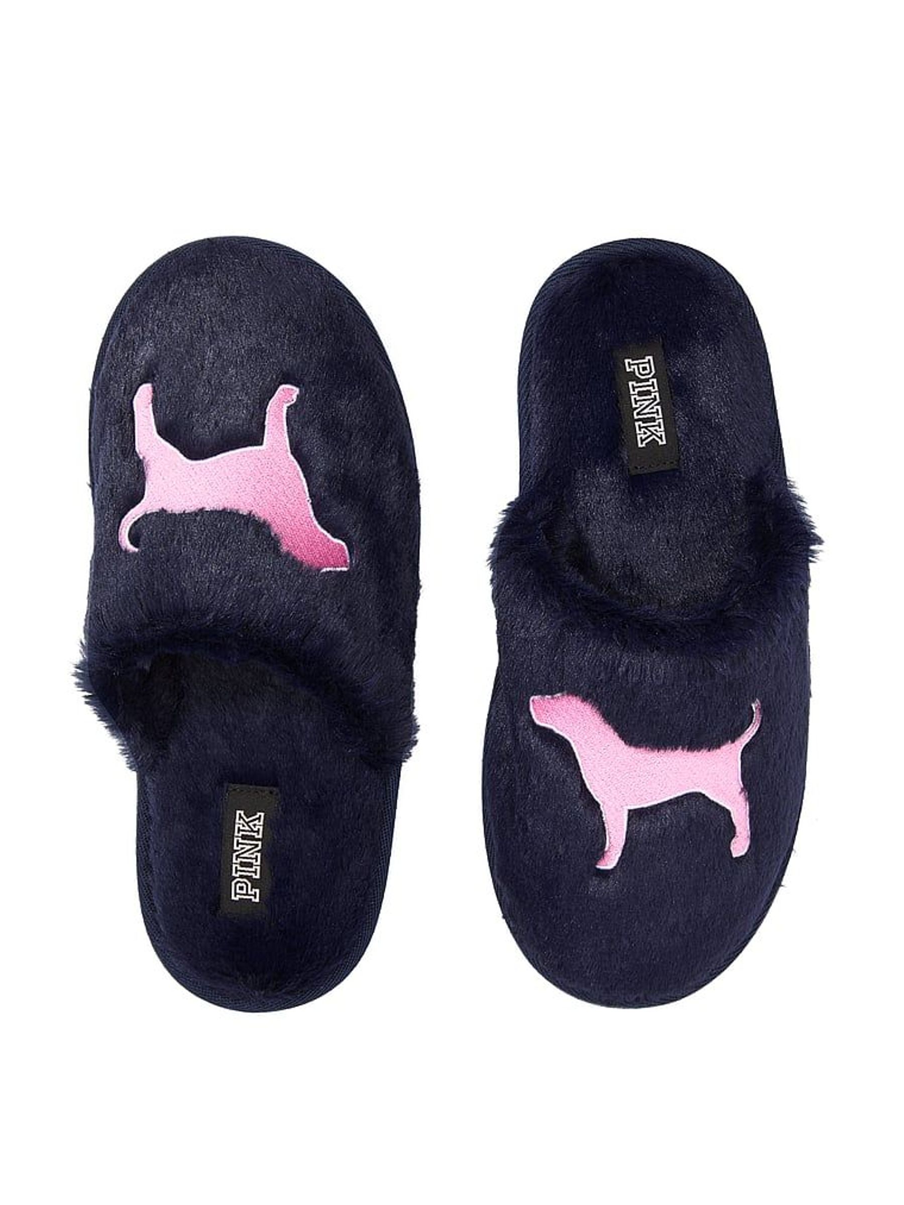 Noir Navy Blue - Faux Fur Slippers