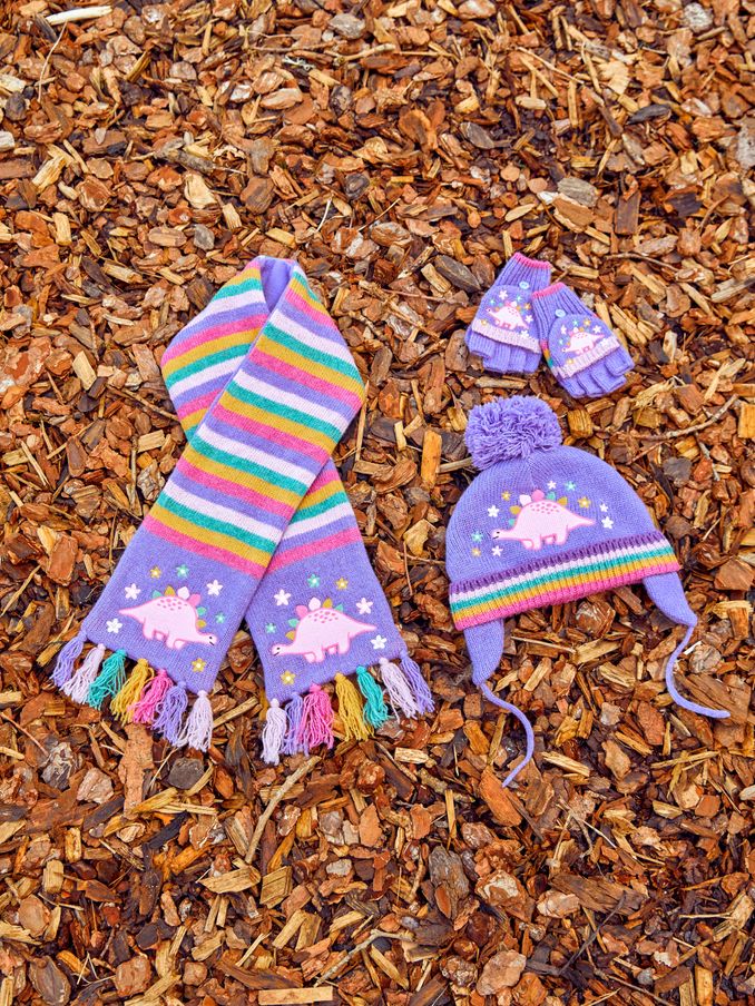 Pretty Dinosaur Striped Scarf in Lilac (368576) | £12