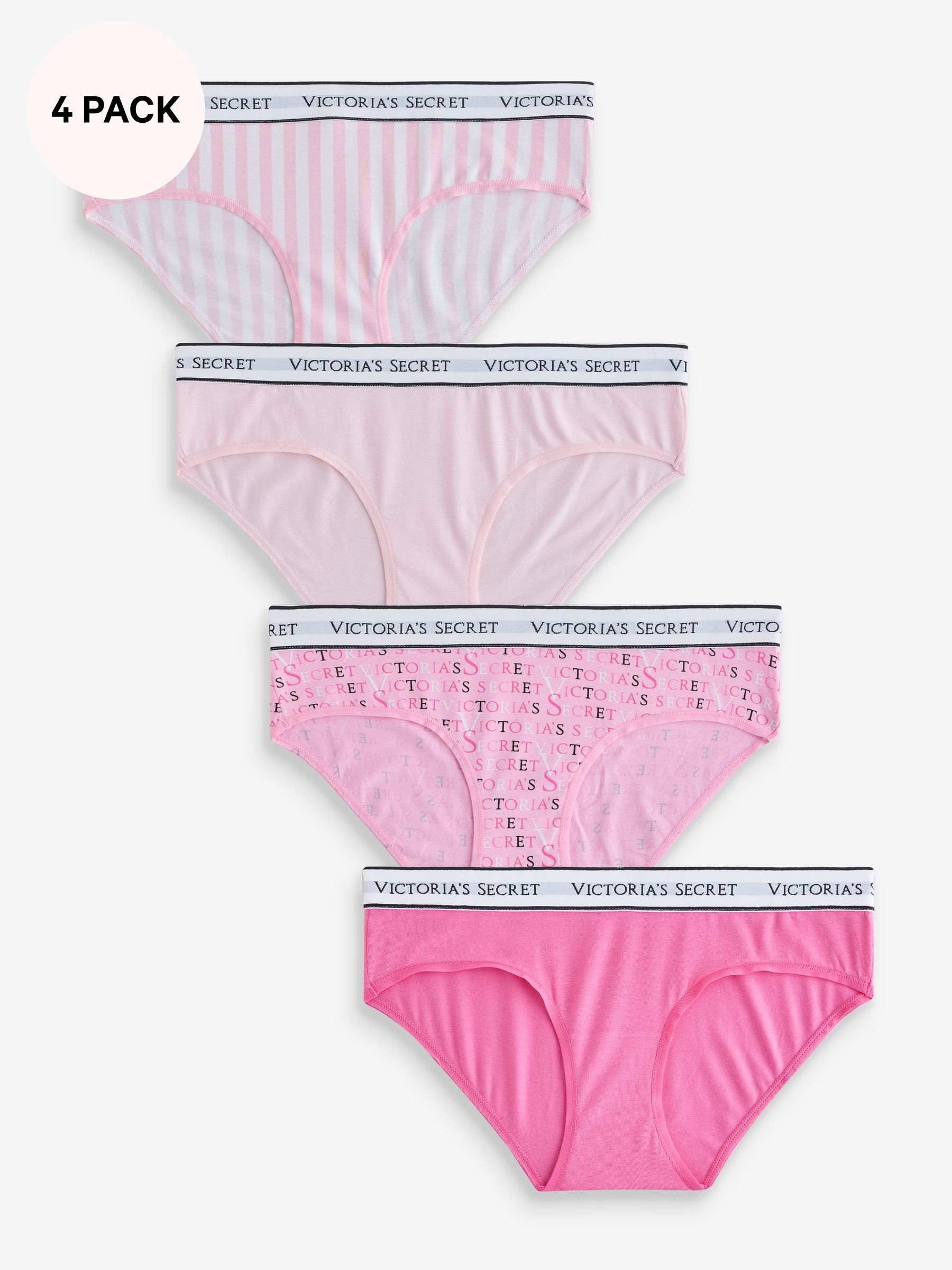 Pink - Thong Logo 4 Pack Knickers