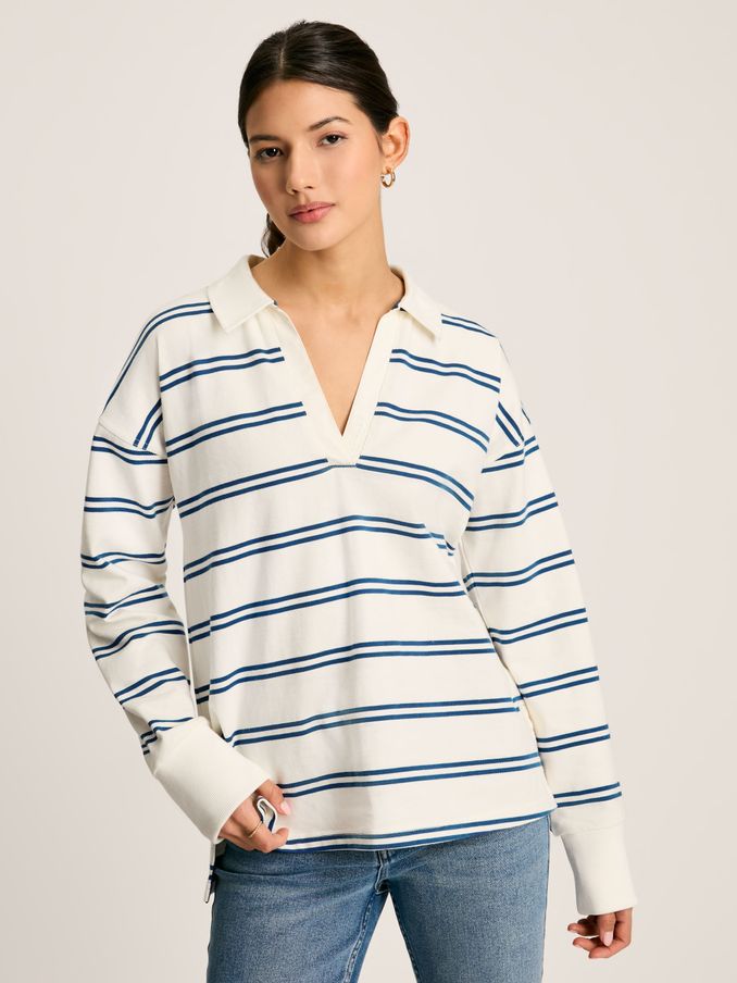 Bayside Cream/Navy Cotton Deck Shirt (371579) | £36