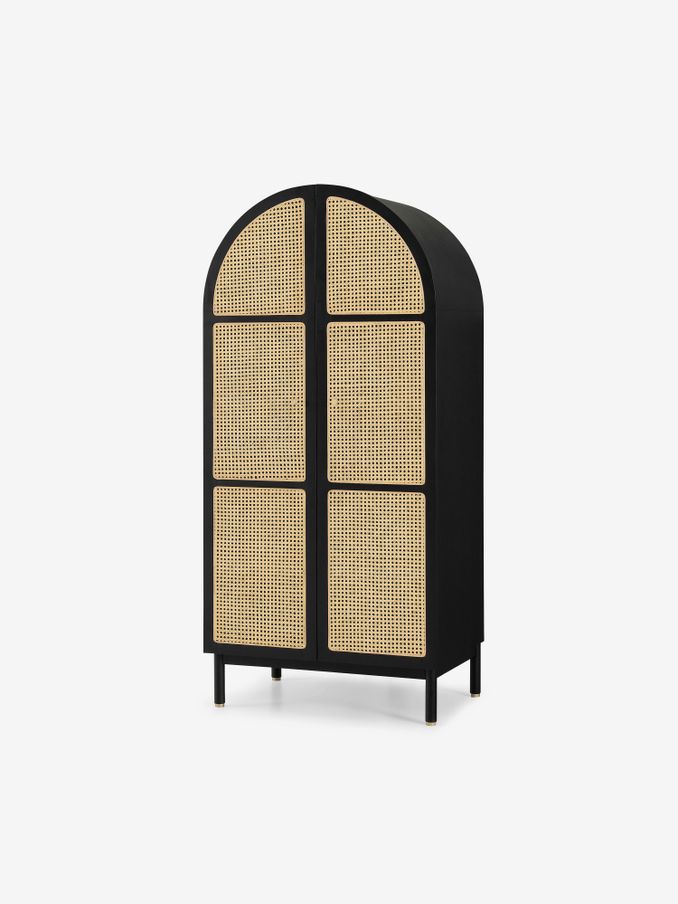 Ankhara Wardrobe in Black Stain Oak and Rattan (371886) | £1,199