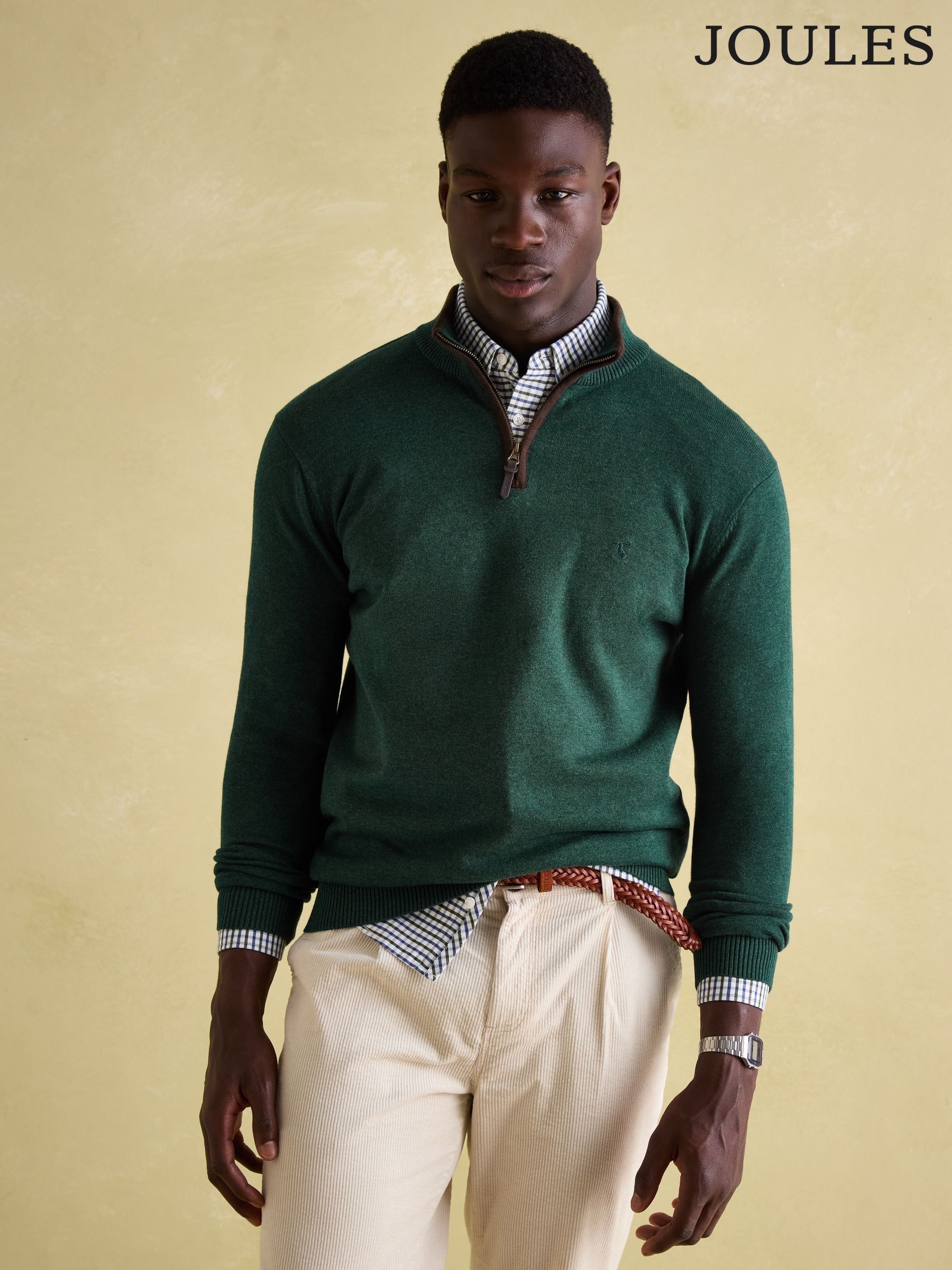 Hillside Dark Green Quarter Zip Knitted Jumper (372777) | £49.50