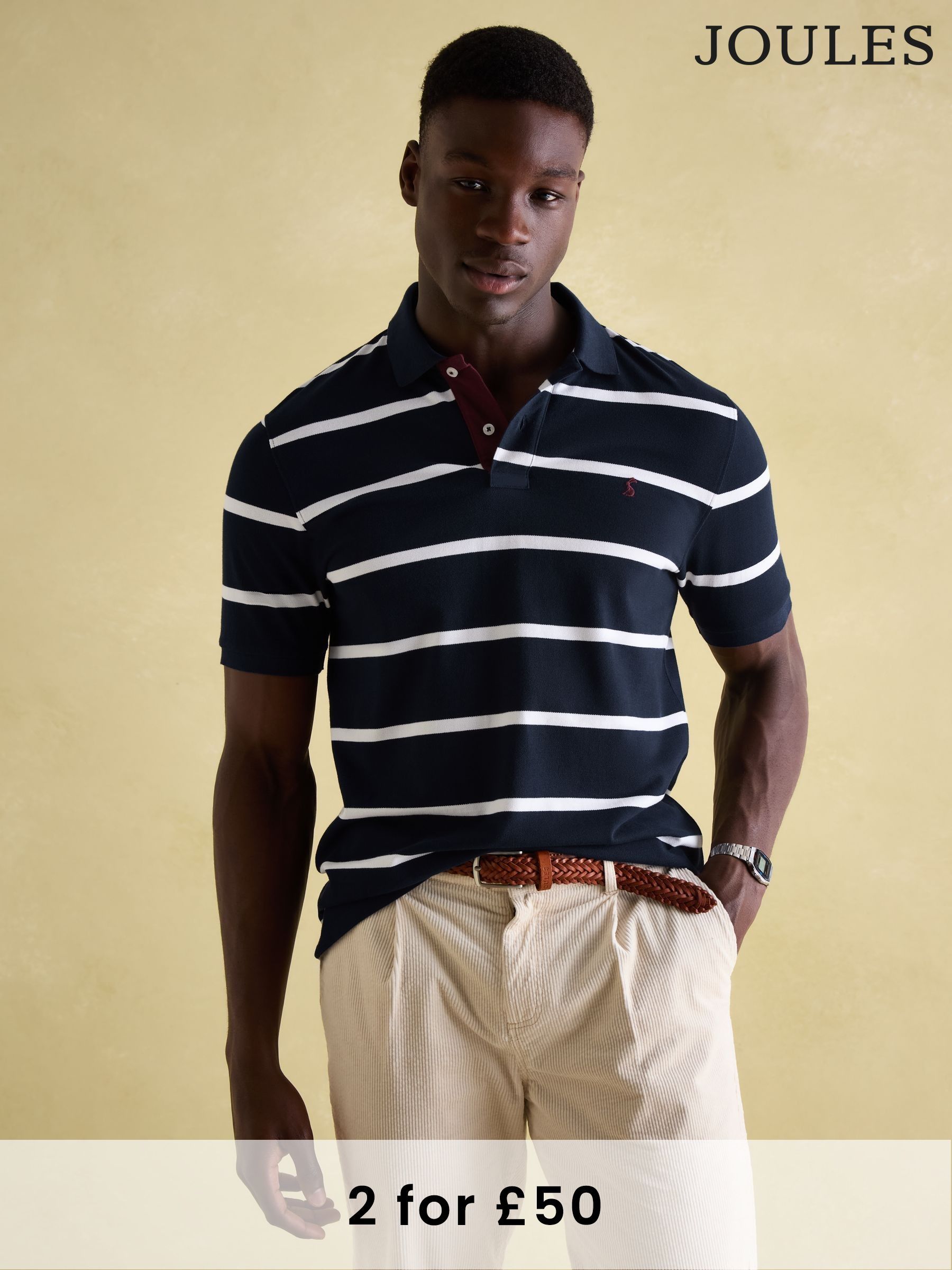 Woody Navy & White Cotton Pique Polo Shirt (375277) | £35