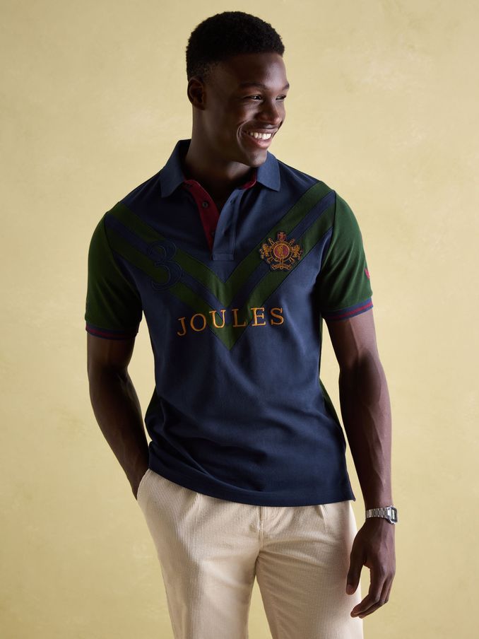 Embellished Green/Navy Classic Fit Polo Shirt (375378) | £49.95
