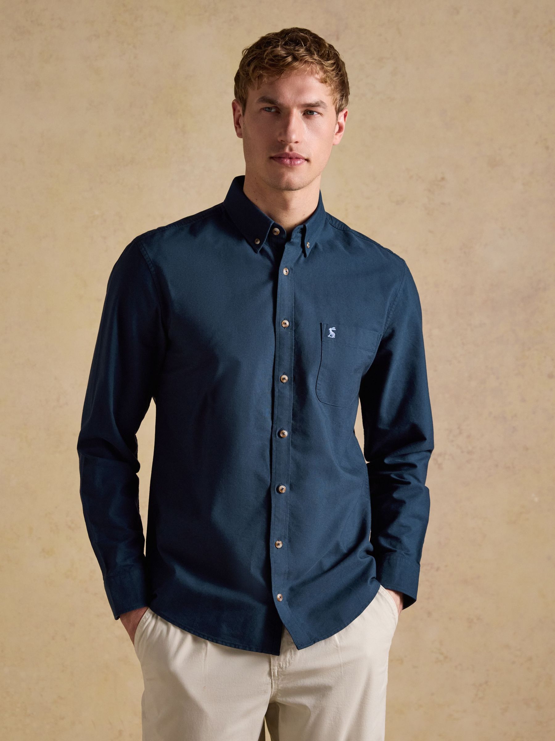 Classic Fit Navy Blue Cotton Oxford Shirt