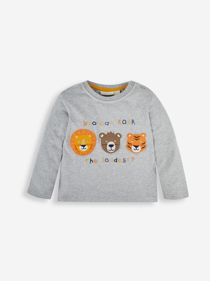 Marl Grey - Who Can Roar The Loudest Appliqué Top