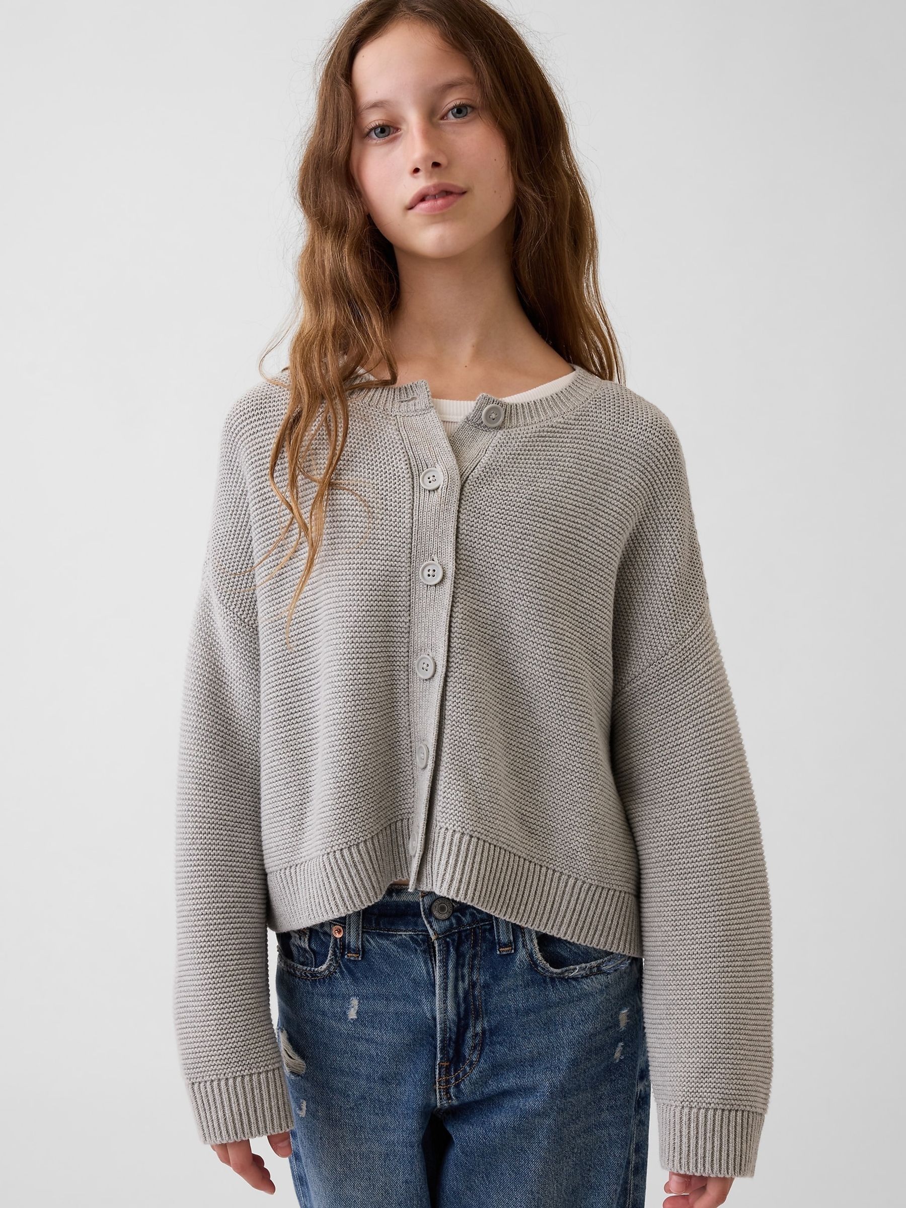 Grey - Oversized Boxy Cardigan
