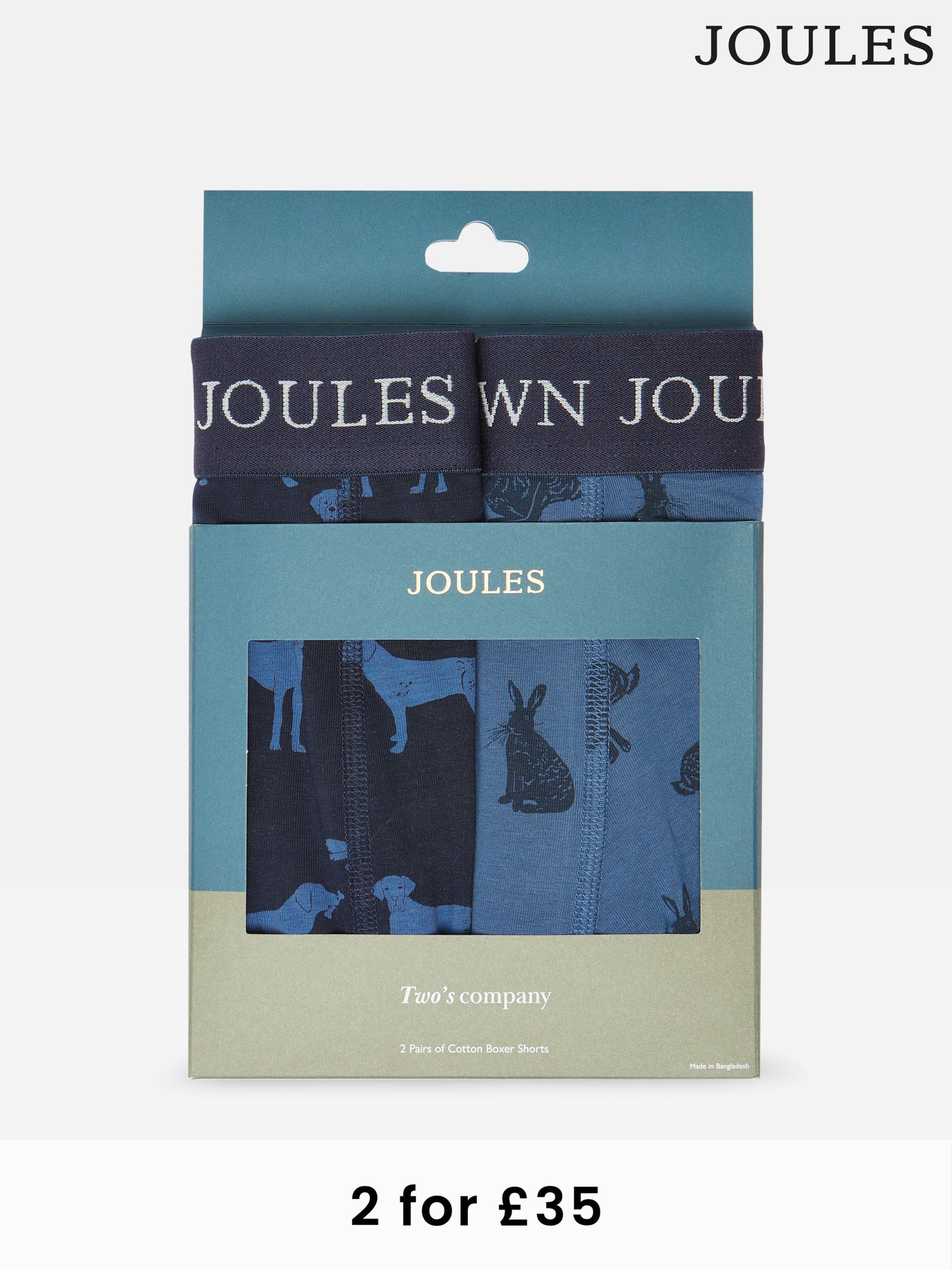 Crown Joules Navy Pack of Two Cotton Boxers (383120) | £20