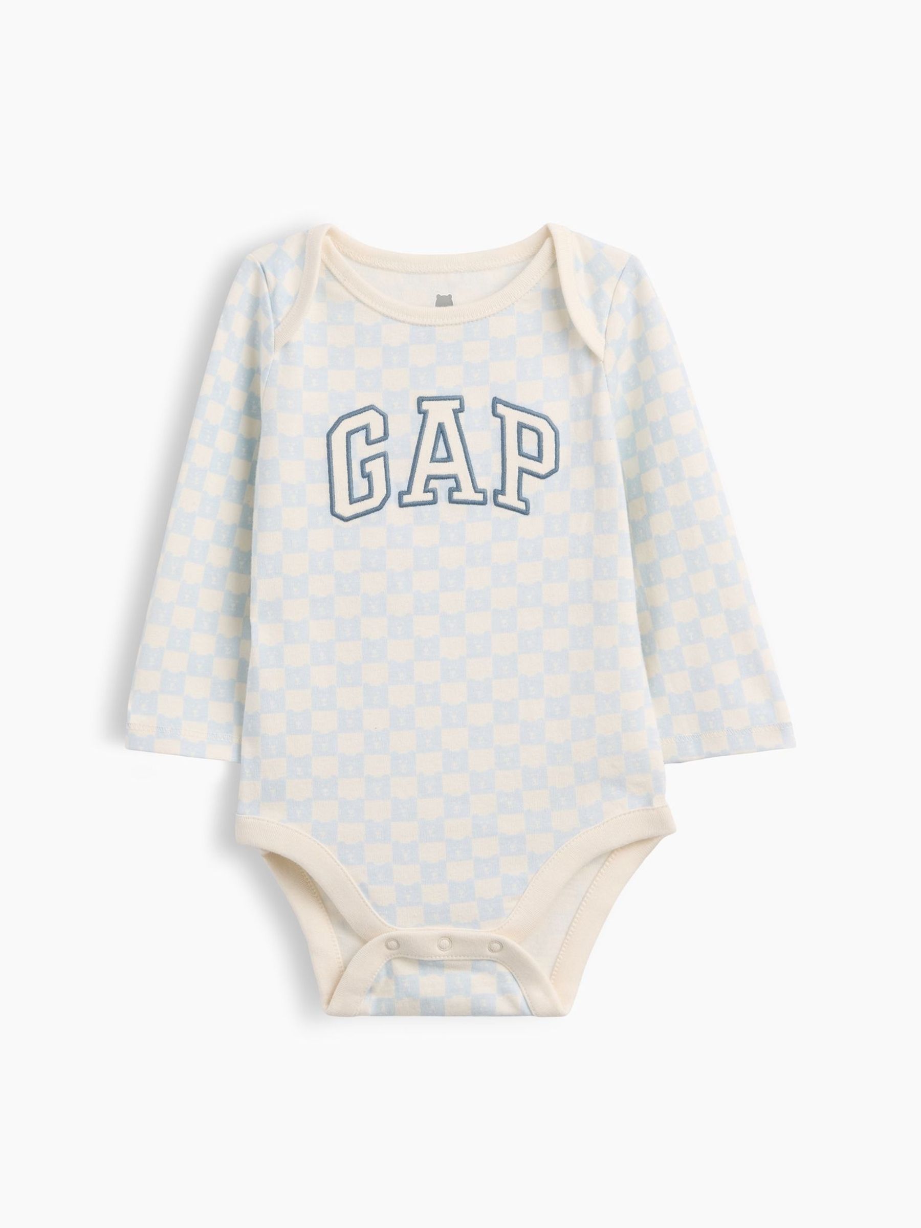 Blue Chequerboard - Logo Long Sleeve Bodysuit