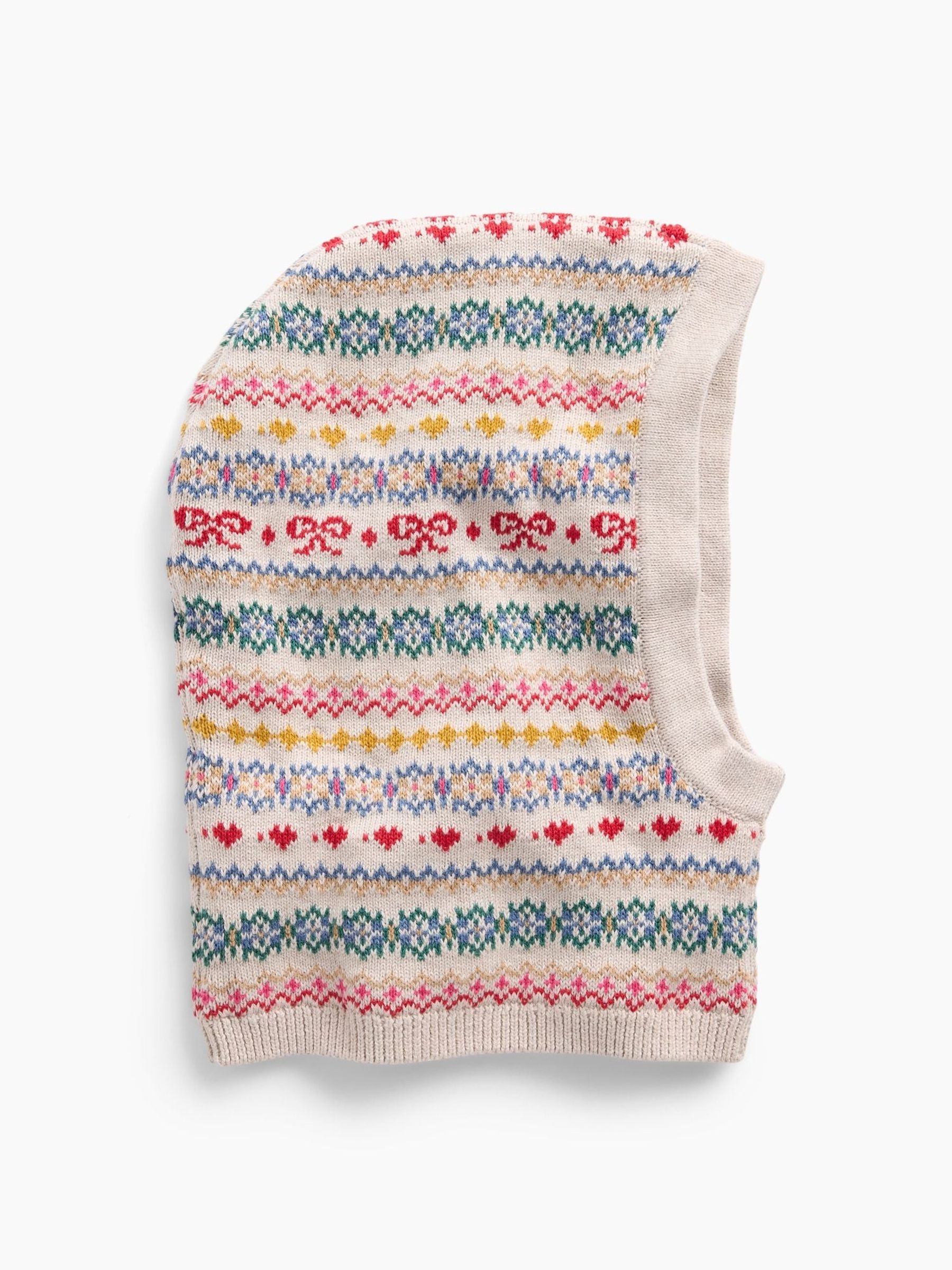 Cream Fair Isle - Cotton Snood Hat