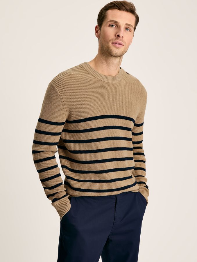 Breton Navy Stripe Crew Neck Knitted Jumper (389291) | £24