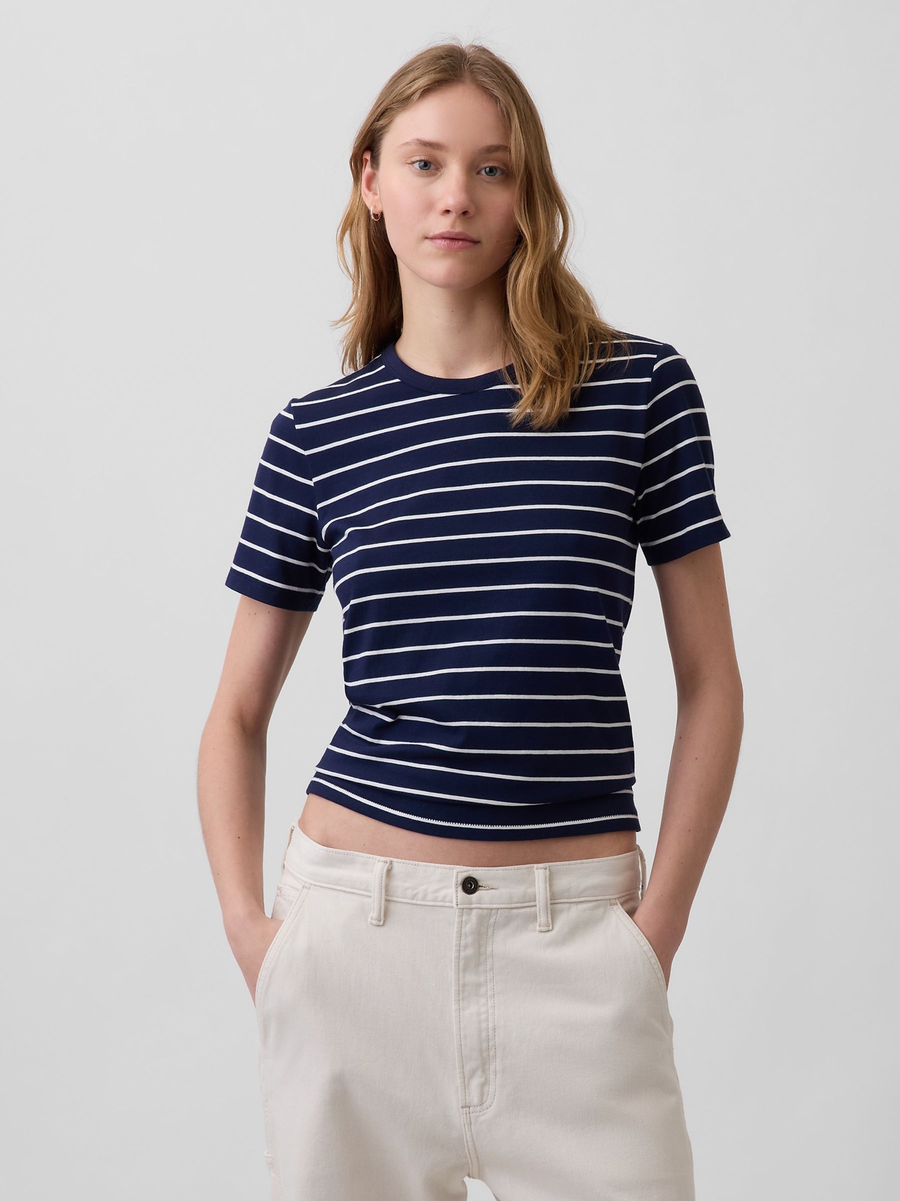 Navy Stripe - Vintagesoft Short Sleeve T-shirt