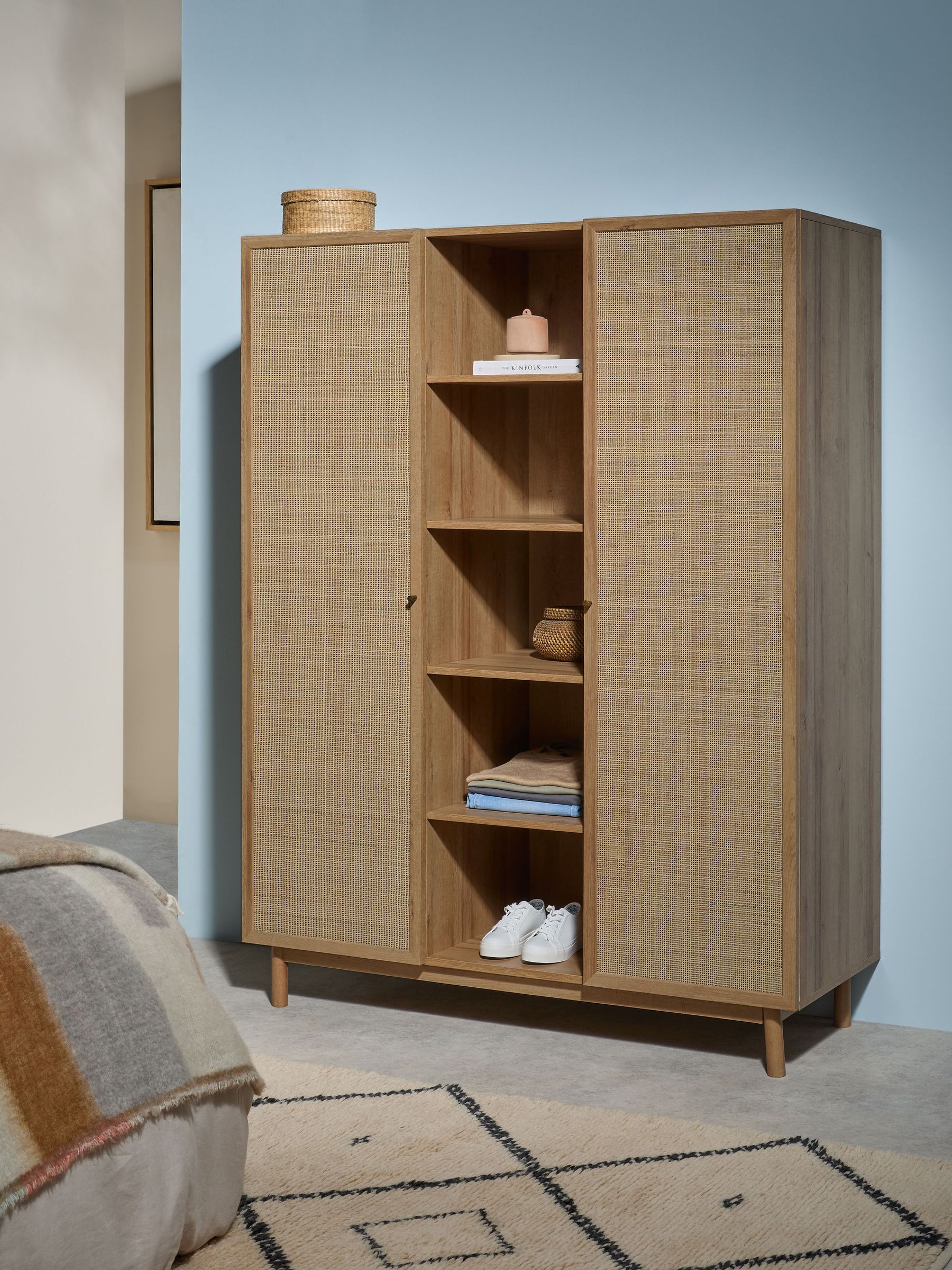 Pavia Rattan Triple Wardrobe in Oak Effect (407804) | £699