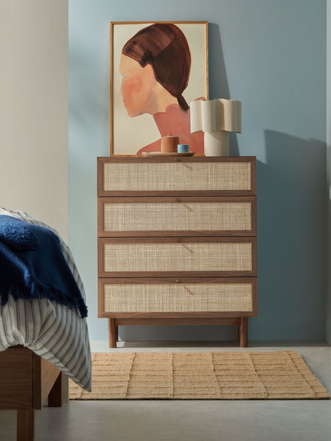 Pavia Rattan 4 Drawer Chest of Drawers in Dark Oak Effect (407910) | £379