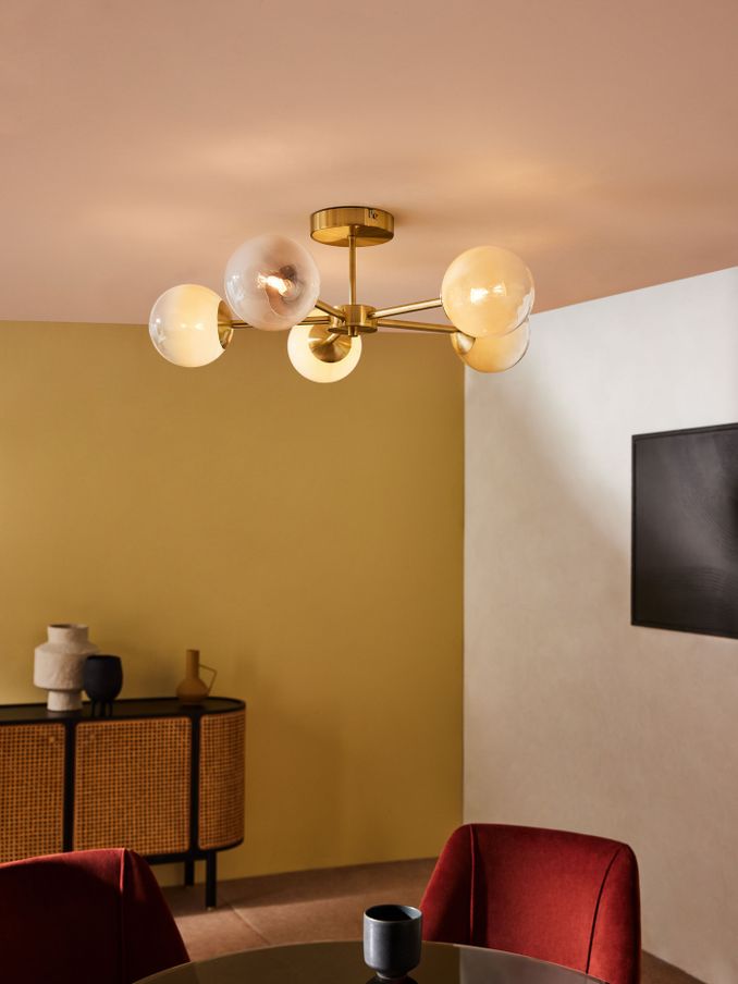 Globe 5 Light Flush Ceiling Light in Gold Ombre (414701) | £139