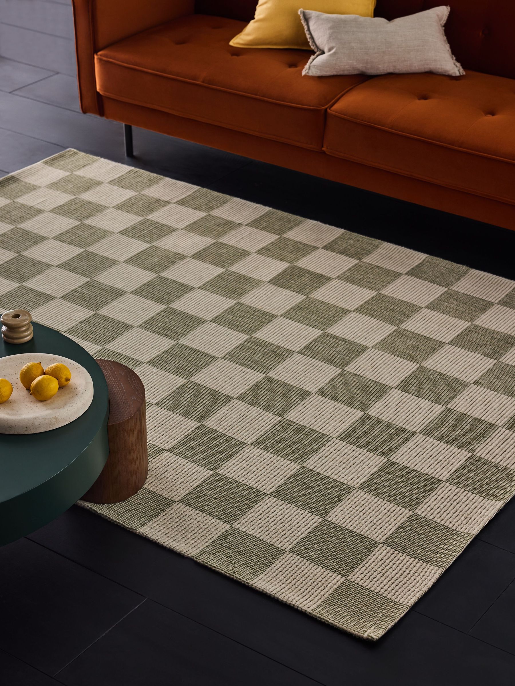 Juliette Woven Wool Rug in Green/White (435987) | £55 - £275