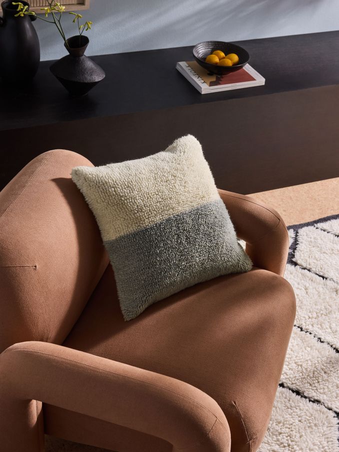 Lori Tufted Berber Cushion in Grey/Blue (436359) | £25