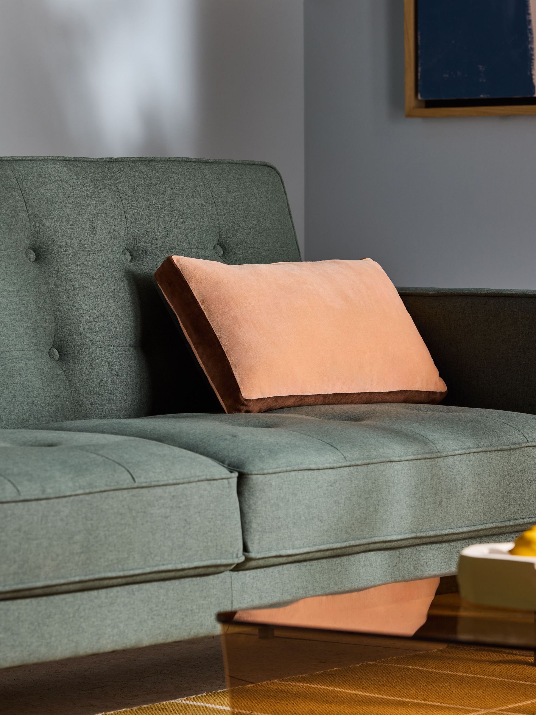Petra Cotton Velvet Boxy Cushion in Peach Pink (436485) | £25