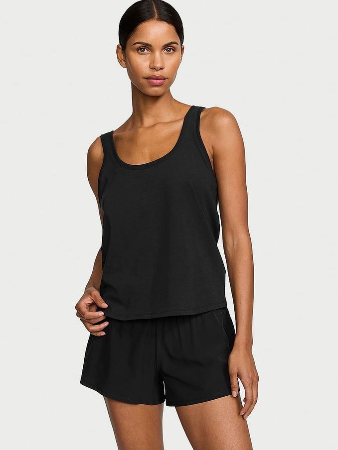 Pure Black Cotton Flowy Tank Top (437580) | £15