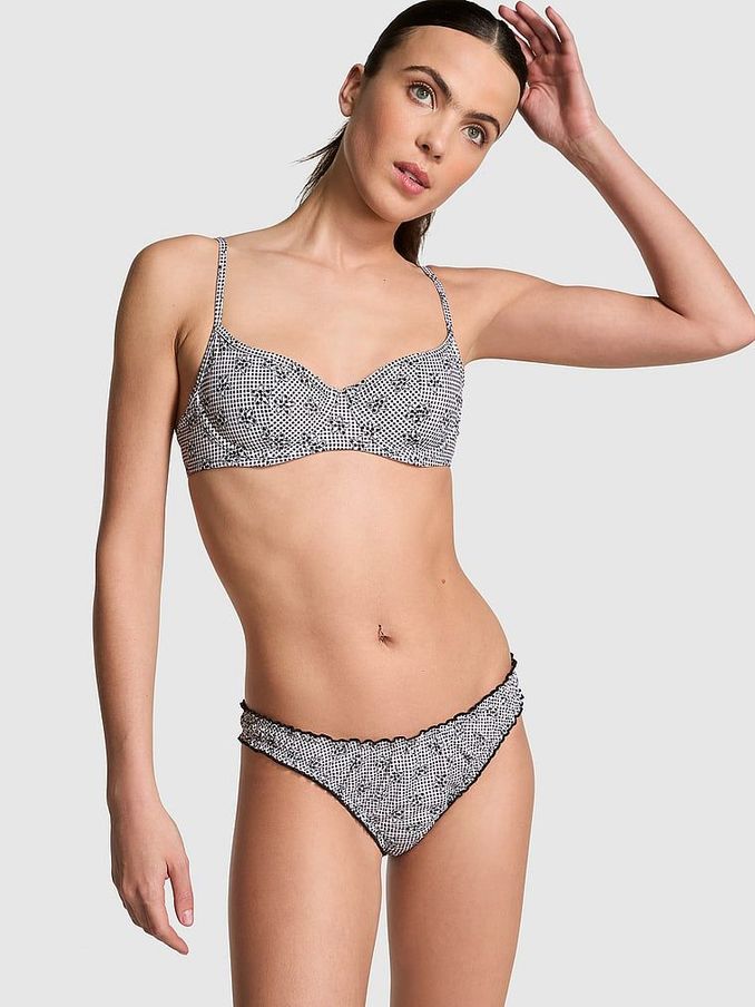 Midnight Meadow Grey Frankies Bikinis Buttercup Scoop Bikini Top (438046) | £18