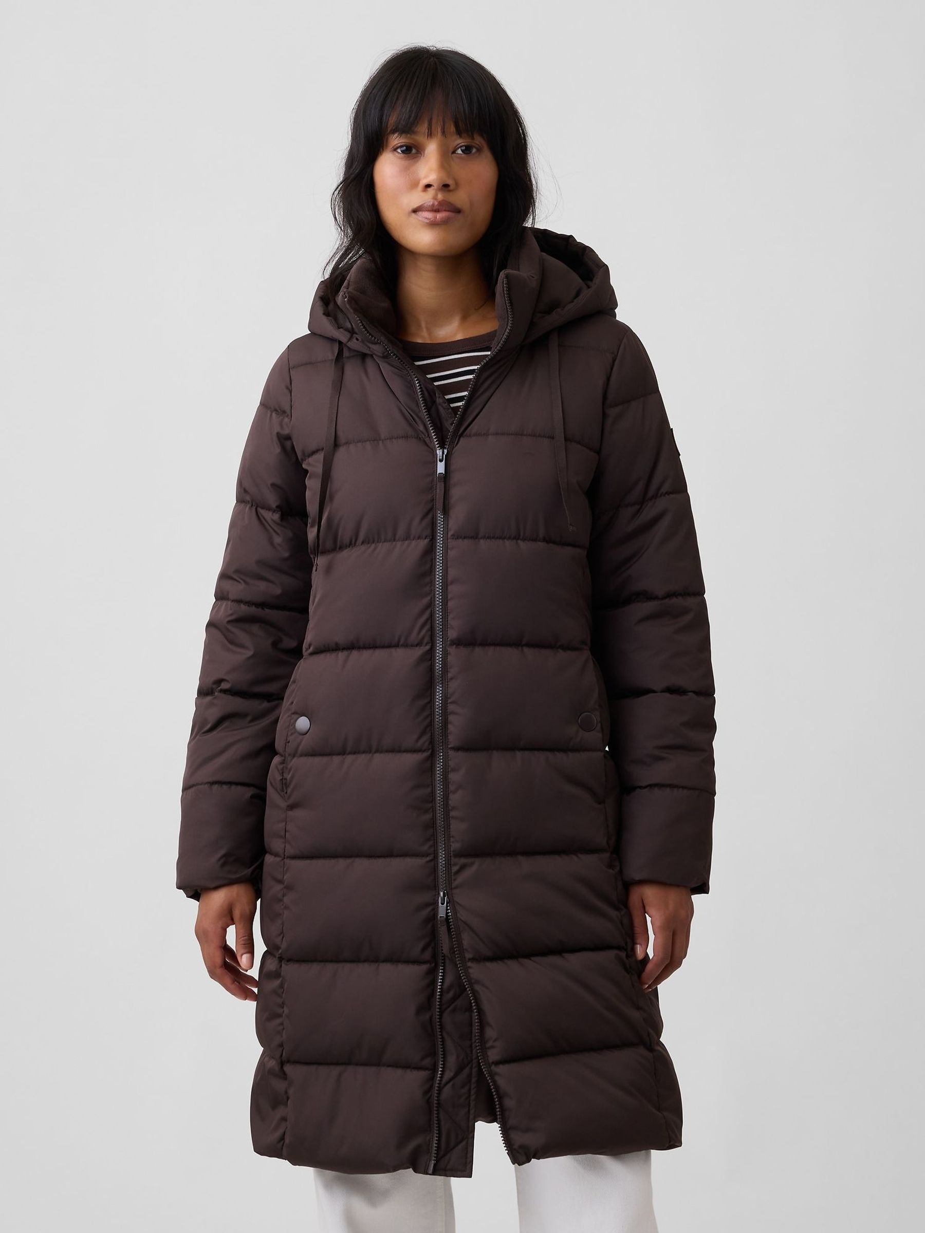 Brown - Relaxed Midi Puffer Coat