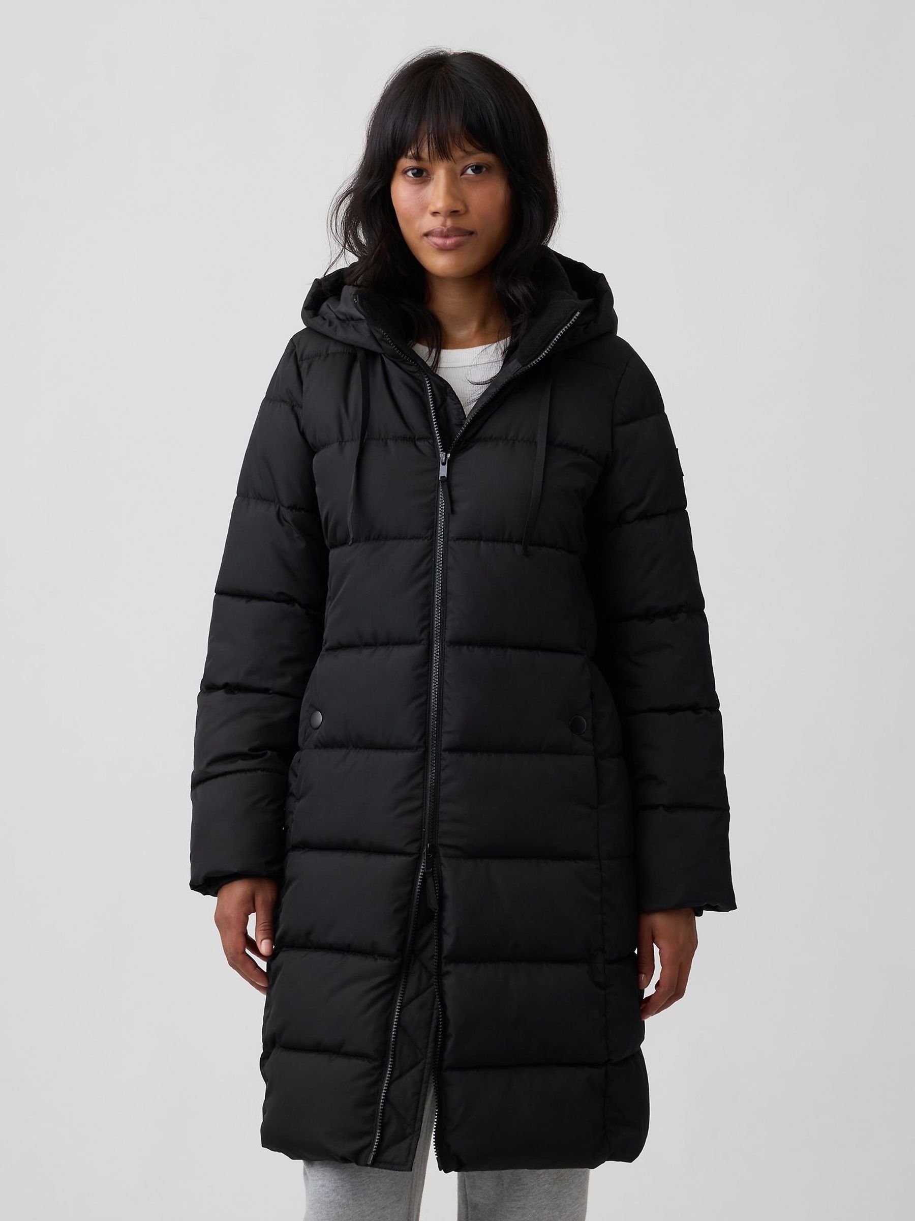 Black - Relaxed Midi Puffer Coat