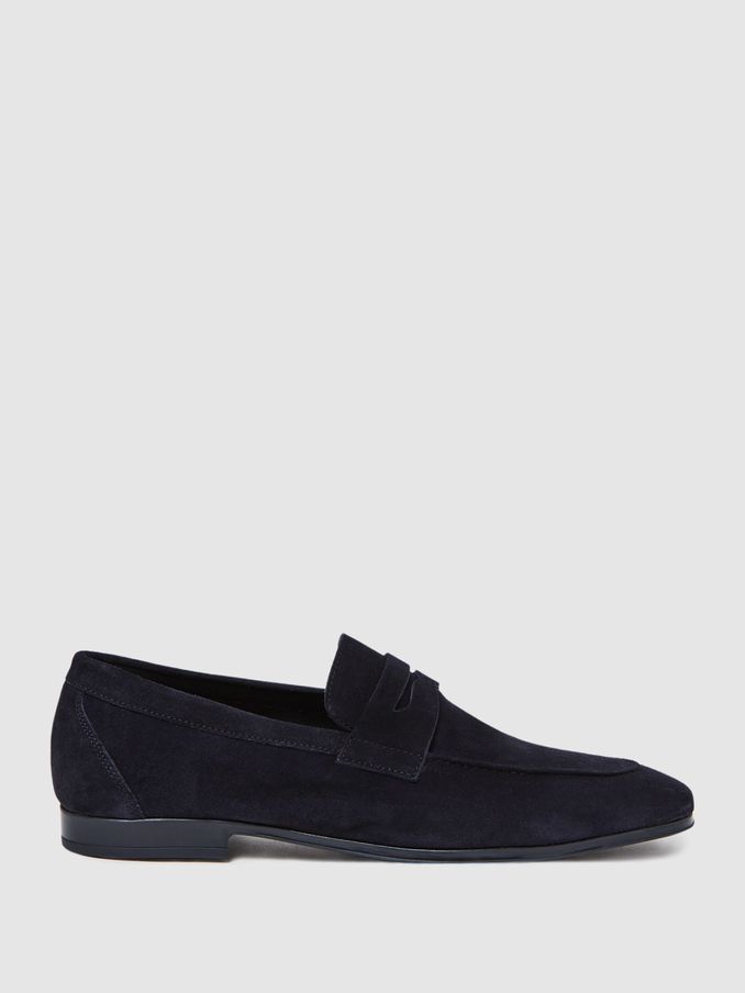 Navy - Regular Suede Slip On Loafers