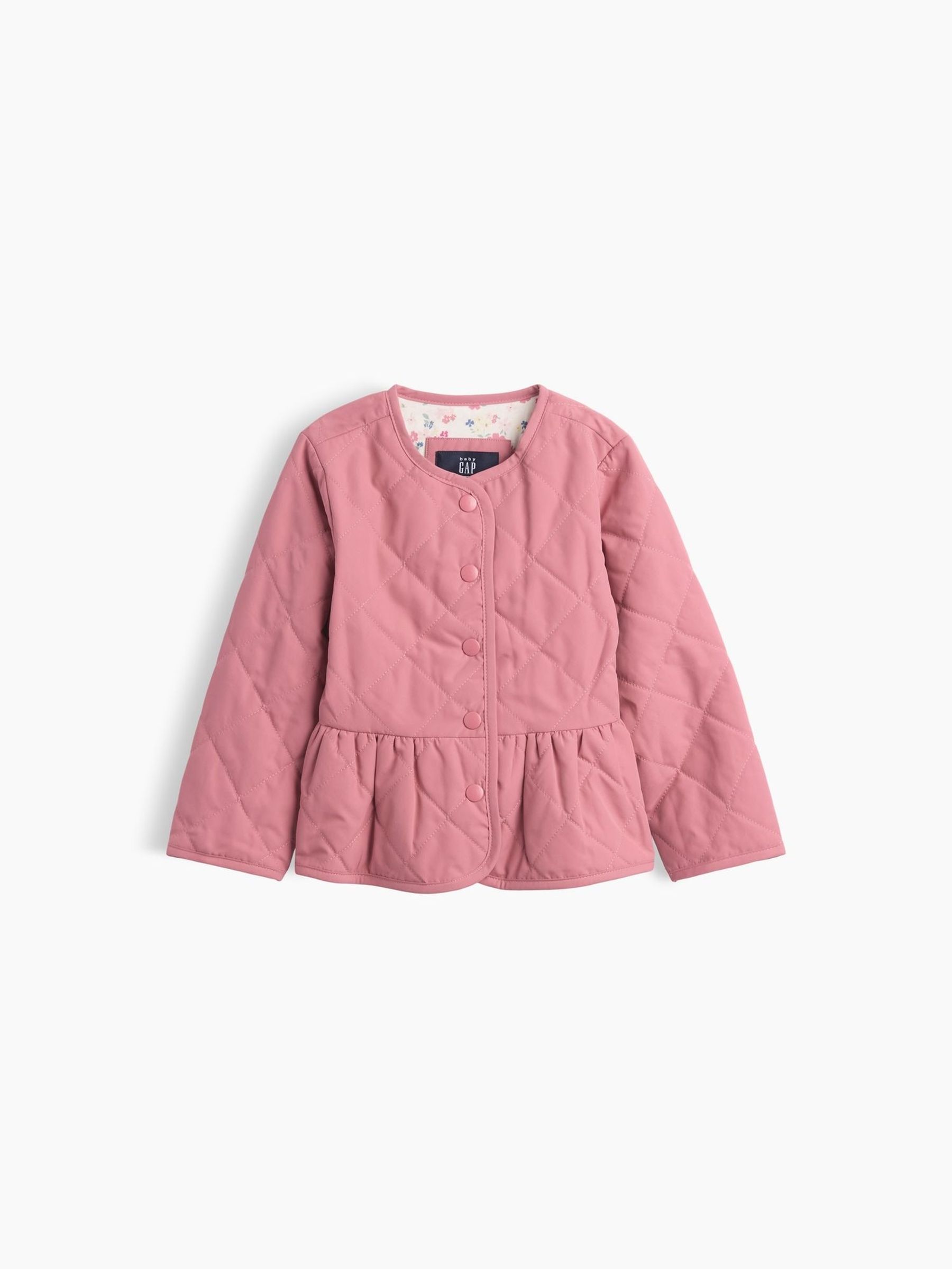 Pink - Quilted Peplum Jacket