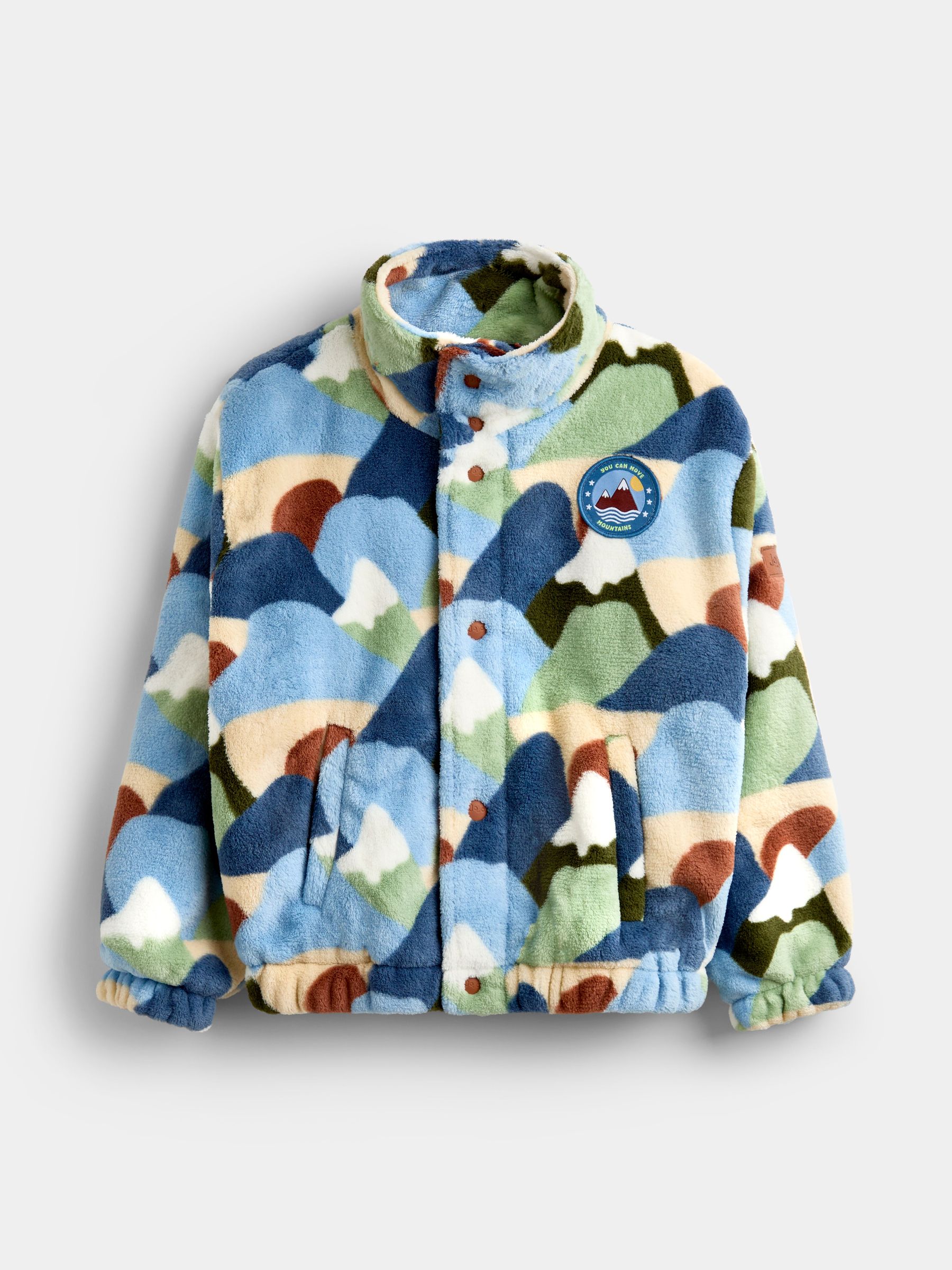 Blue Abstract Mountain - Borg Fleece Jacket
