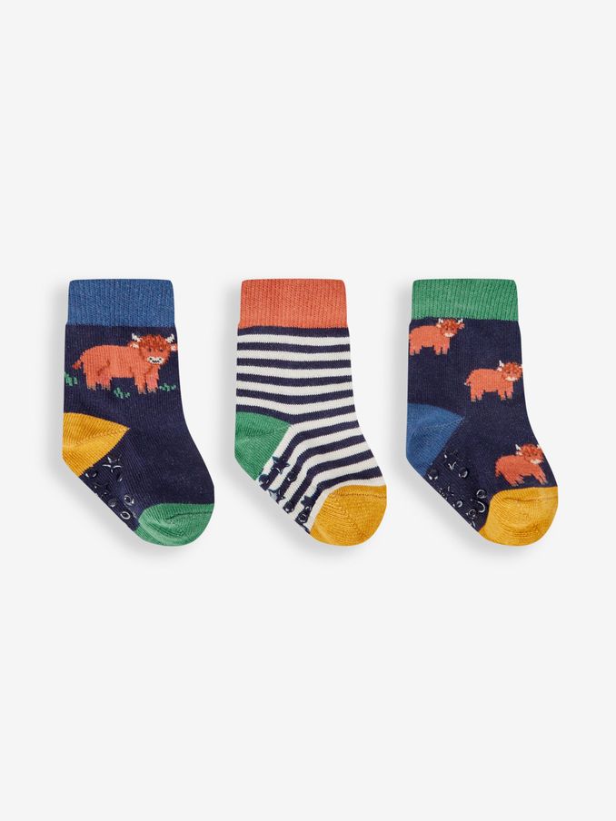 Navy 3-Pack Highland Cow Socks (453566) | £3