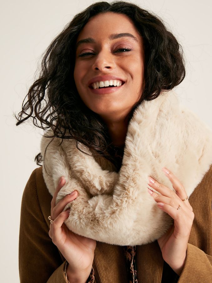 Nelle Oatmeal Faux Fur Snood Scarf (455835) | £14