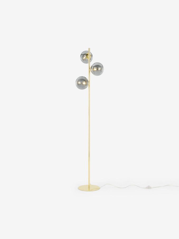Globe Floor Lamp in Smoked Glass/Brass (473746) | £75