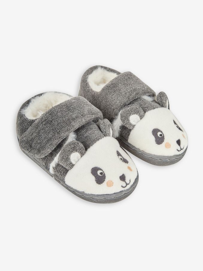 Grey Girls' Panda Easy On Slippers (485952) | £10