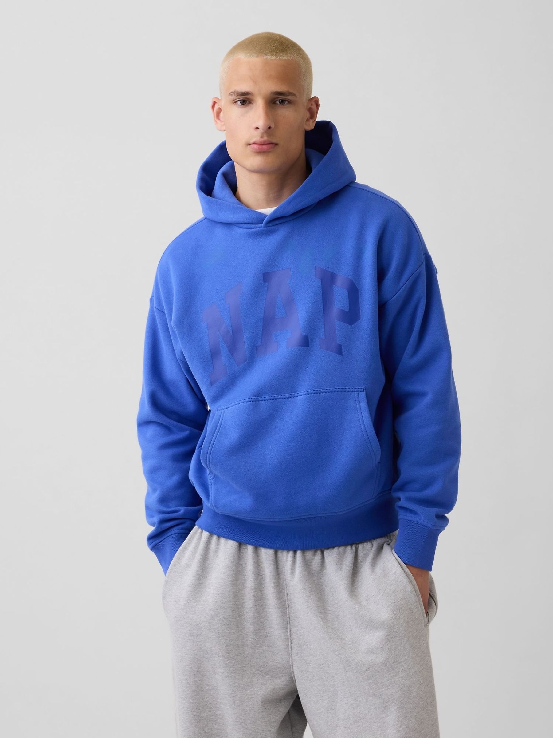 Bright Blue - Regular Vintage Soft Nap Logo Hoodie