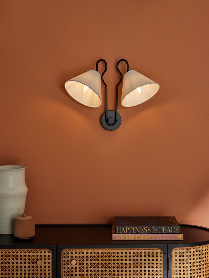Madelyn Double Wall Light in Black (507482) | £69
