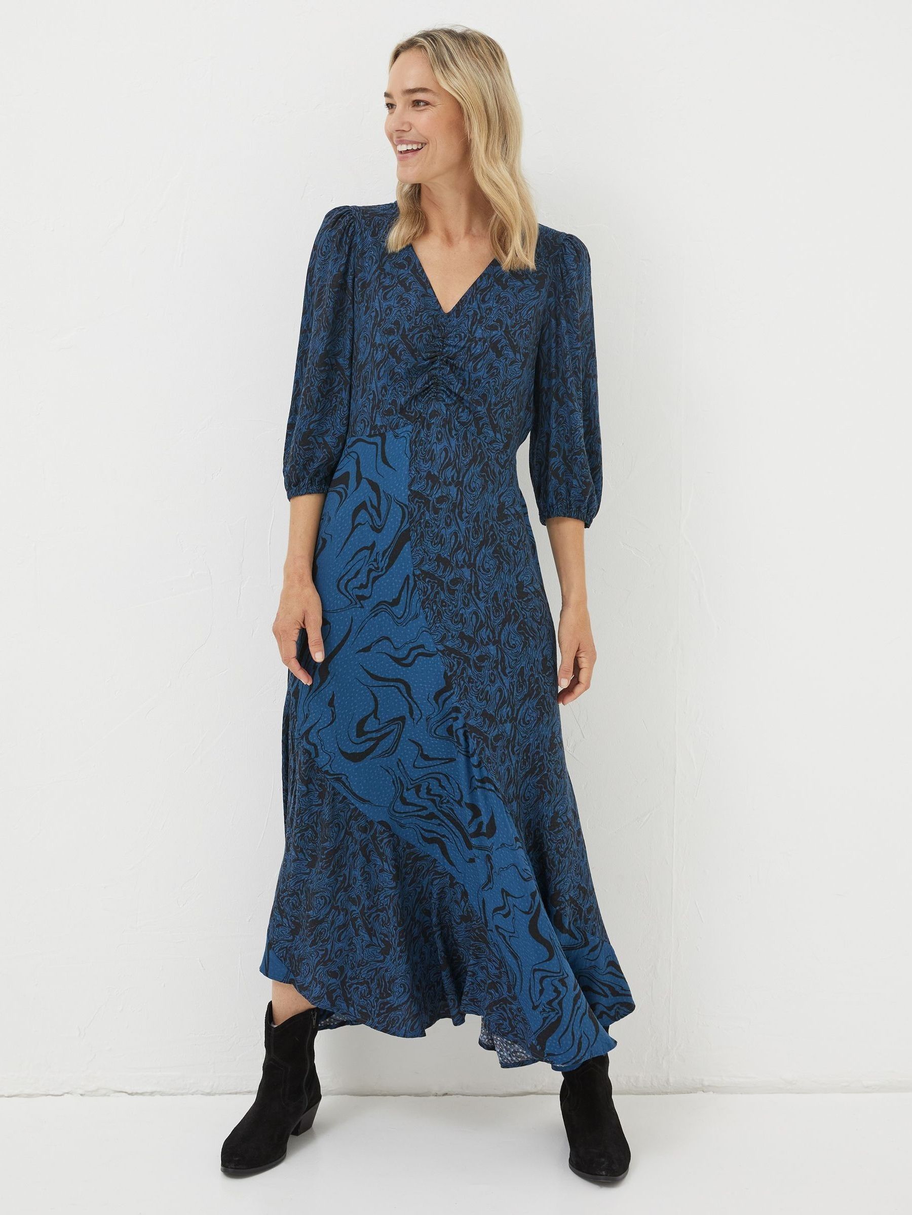 Blue Nate Marble Patch Midi Dress (508059) | £29