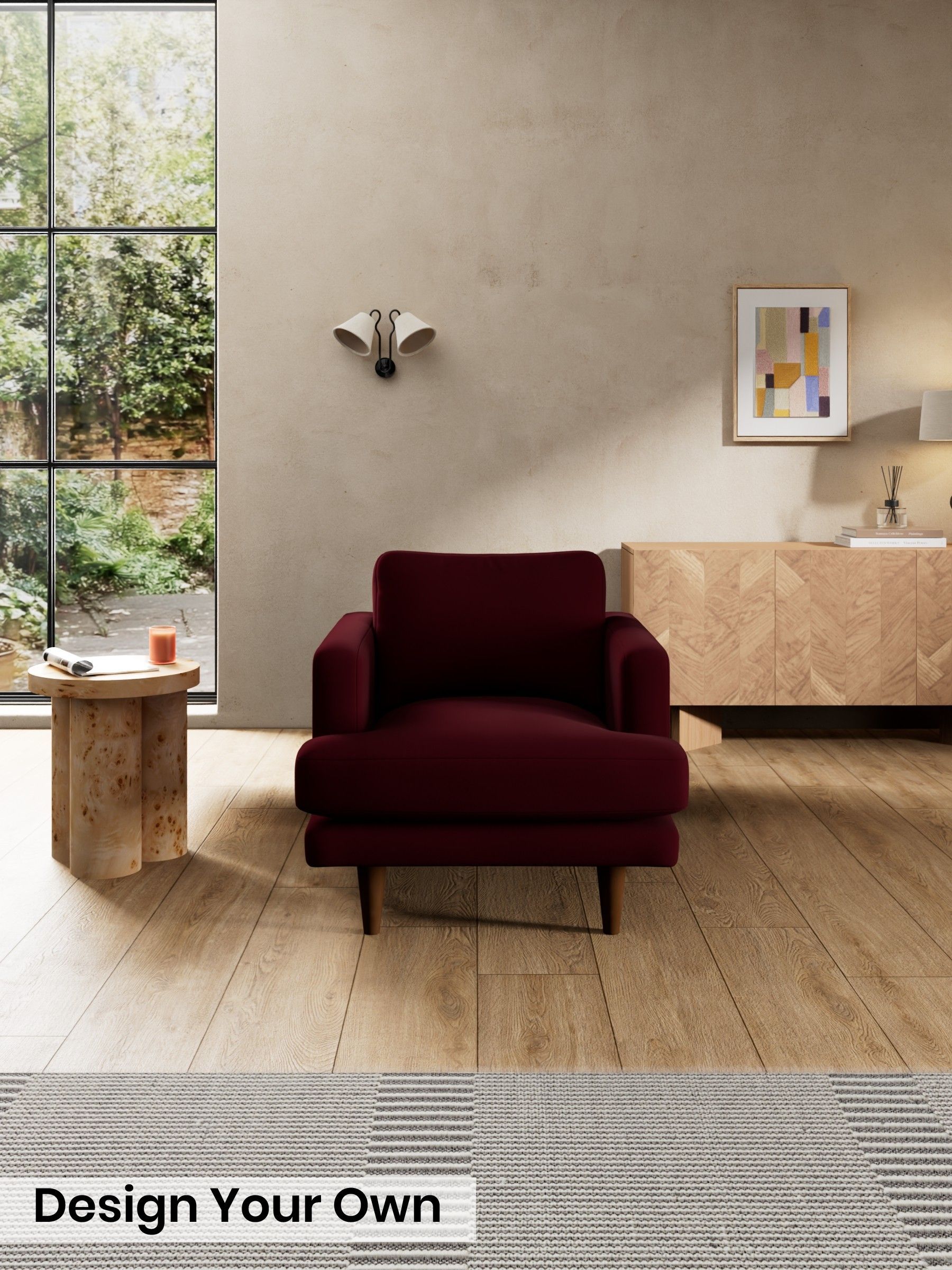 Matt Velvet Easy Clean/Deep Burgundy Red - Otis By Made