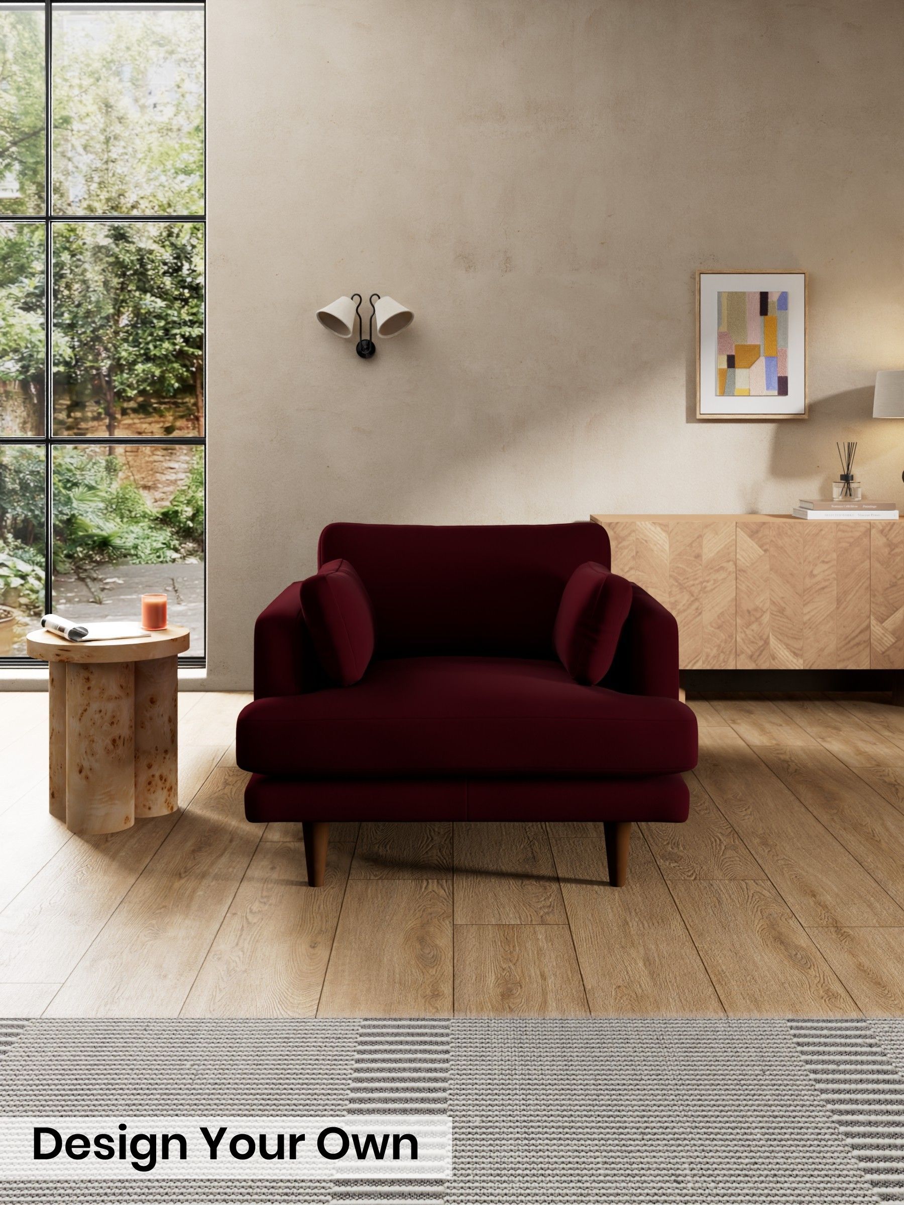 Matt Velvet Easy Clean/Deep Burgundy Red - Otis By Made