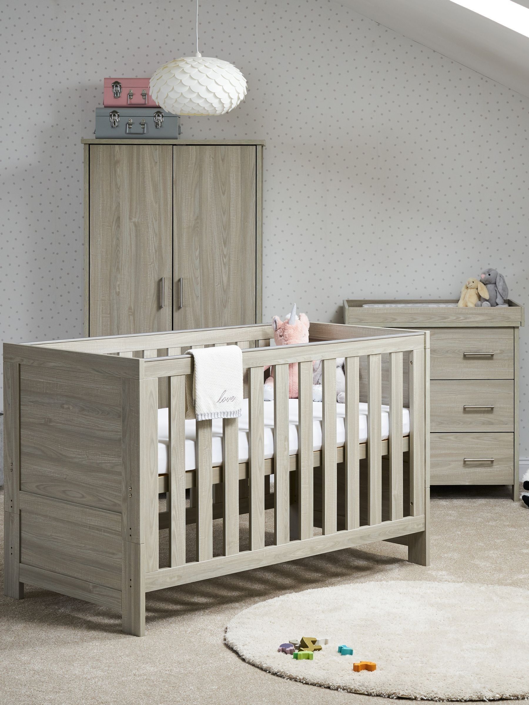 Obaby Grey Wash Nika Nursery Furniture Set 3 Piece (517581) | £700