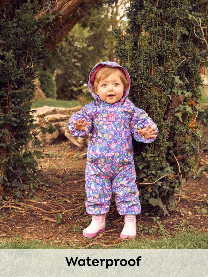 Purple Bird Floral Cosy Waterproof Puddlesuit (527074) | £52.50